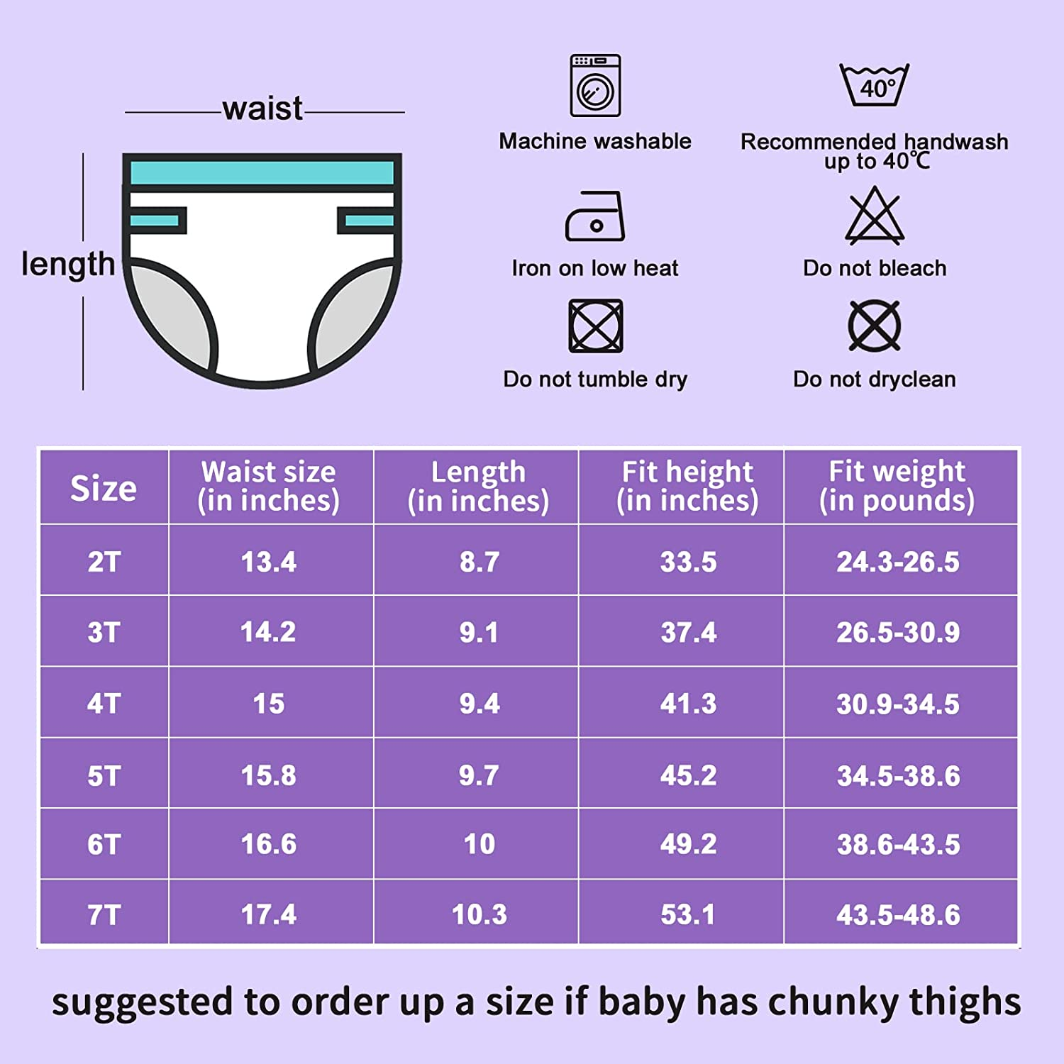 Moomoo Baby 6 Packs Potty Training Pants for Girls Absorbent Cotton Washable and Reusable 2T image number 4