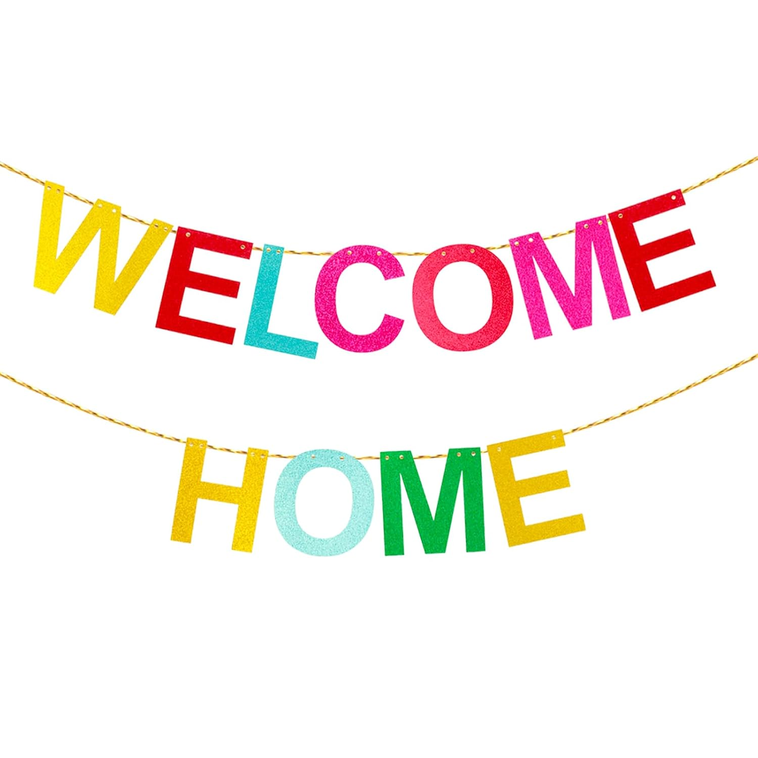 Amabro Welcome Home Banner, Sparkling Shiny Colorful Hanging Banner Welcome Banner Sign Welcome Back Decors for Home Decoration Weddings Christmas Housewarmings Family Theme Party Supplies image number 2