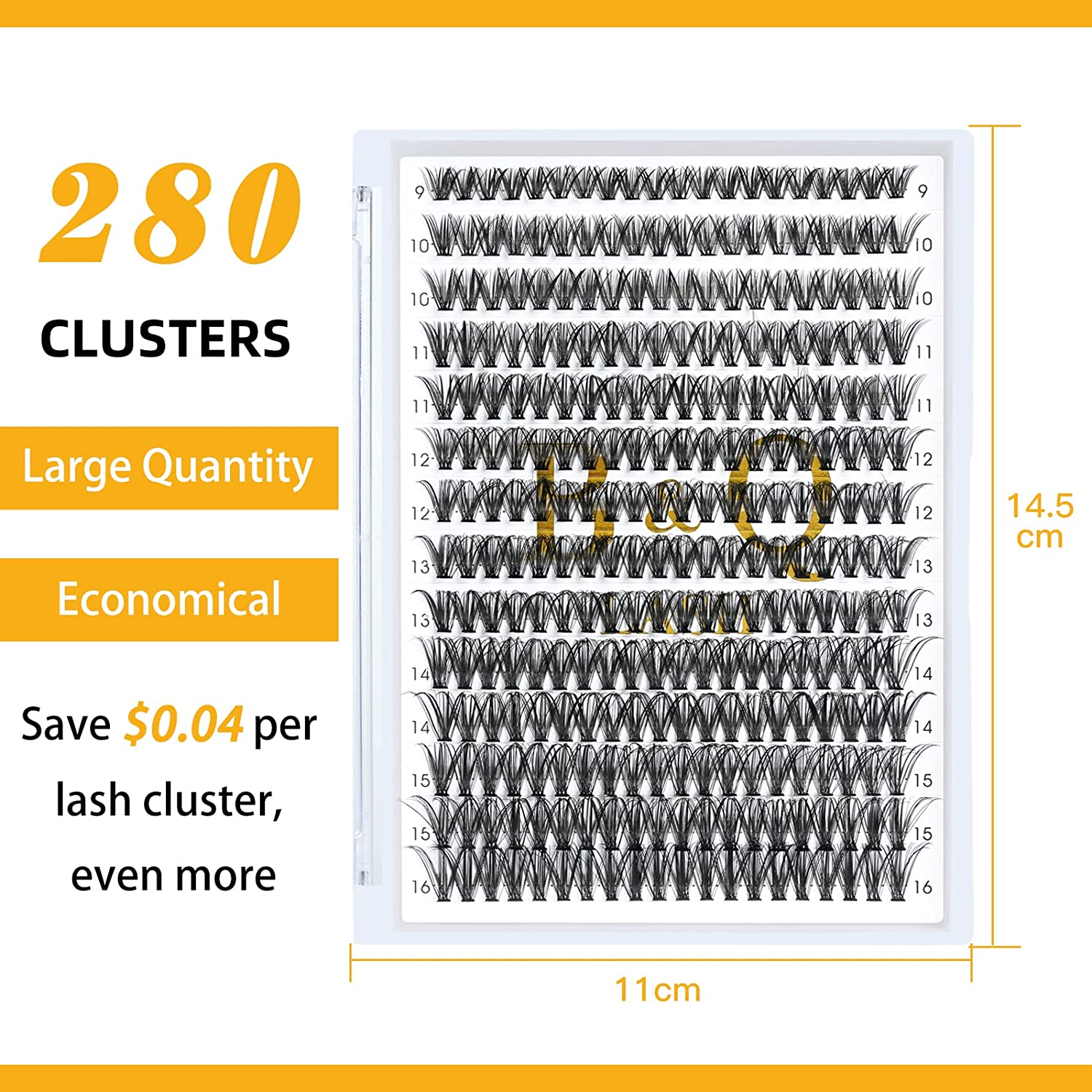 Lash Clusters 40D-9-16MIX Cluster Lashes 280Pcs Eyelash Clusters Lashes C Curl Individual Lashes Cluster False Eyelash 0.07C Lash Extensions DIY Eyelash Extensions at Home (40D-0.07C,9-16MIX) image number 4