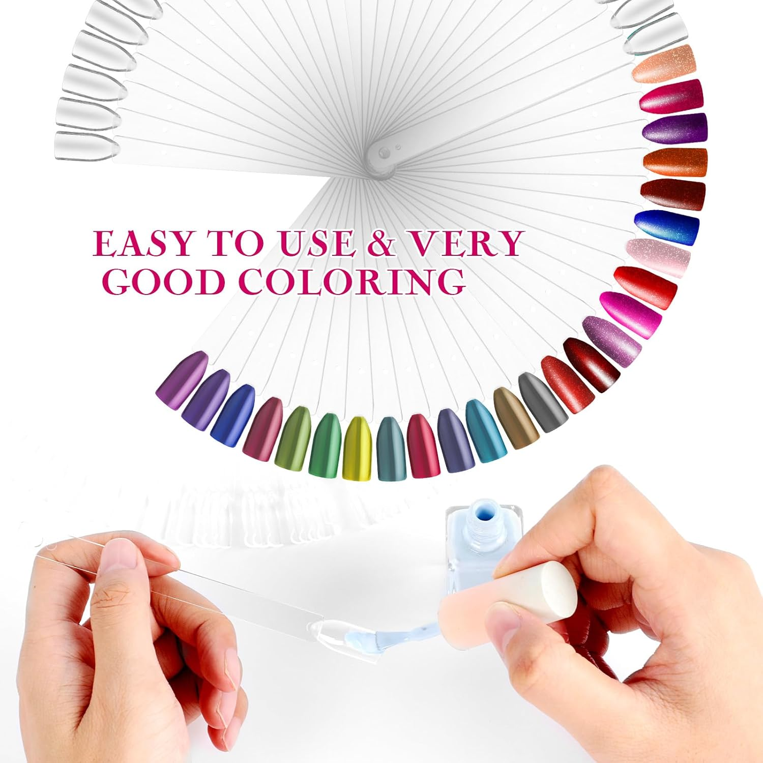 Aiqinu Pack of 300 Nail Display, Nail Art, Transparent Colour Card Plates, Nail Polish Display Ring Sticks, Nail Display Salon Exercises image number 2