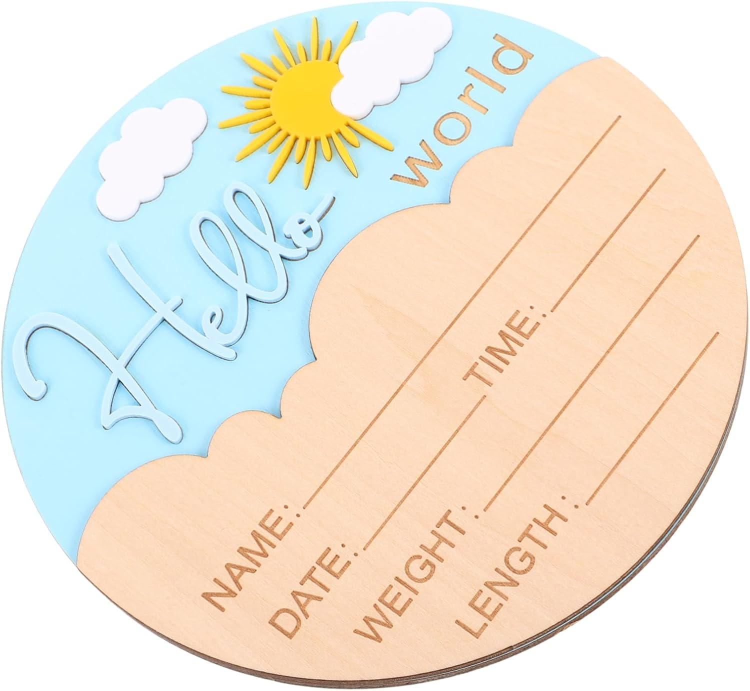 LIFKOME Newborn Announcement Sign round Wooden Plaque for Photo Props Unisex Birth Name Board Durable Hospital Nursery Decor Timeless Keepsake for Capturing Arrival