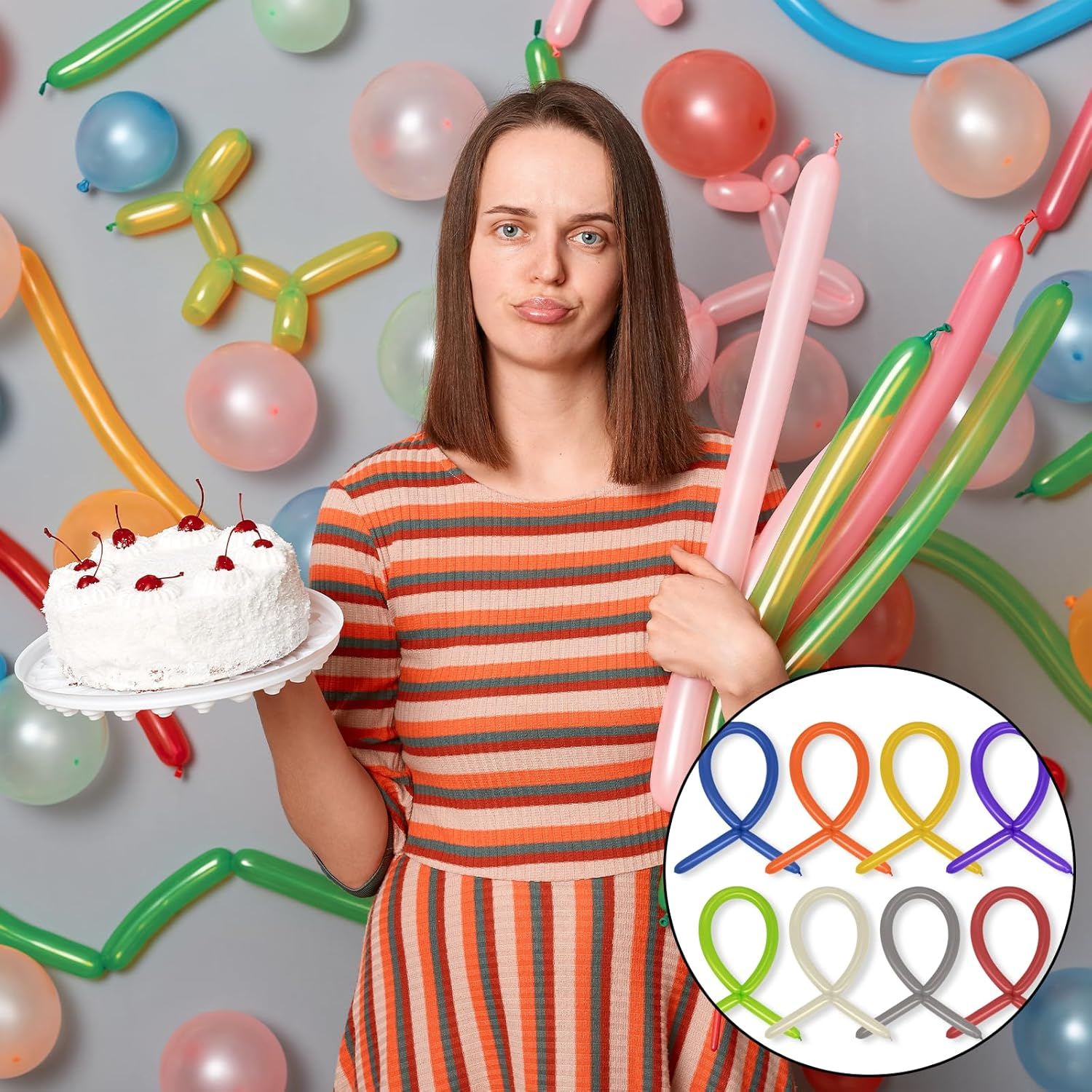 NILLOS Twisting Balloon, 100 PCS Colorful Long Balloon for Wedding, Birthday, Party Decorations (Assorted Colors) image number 3