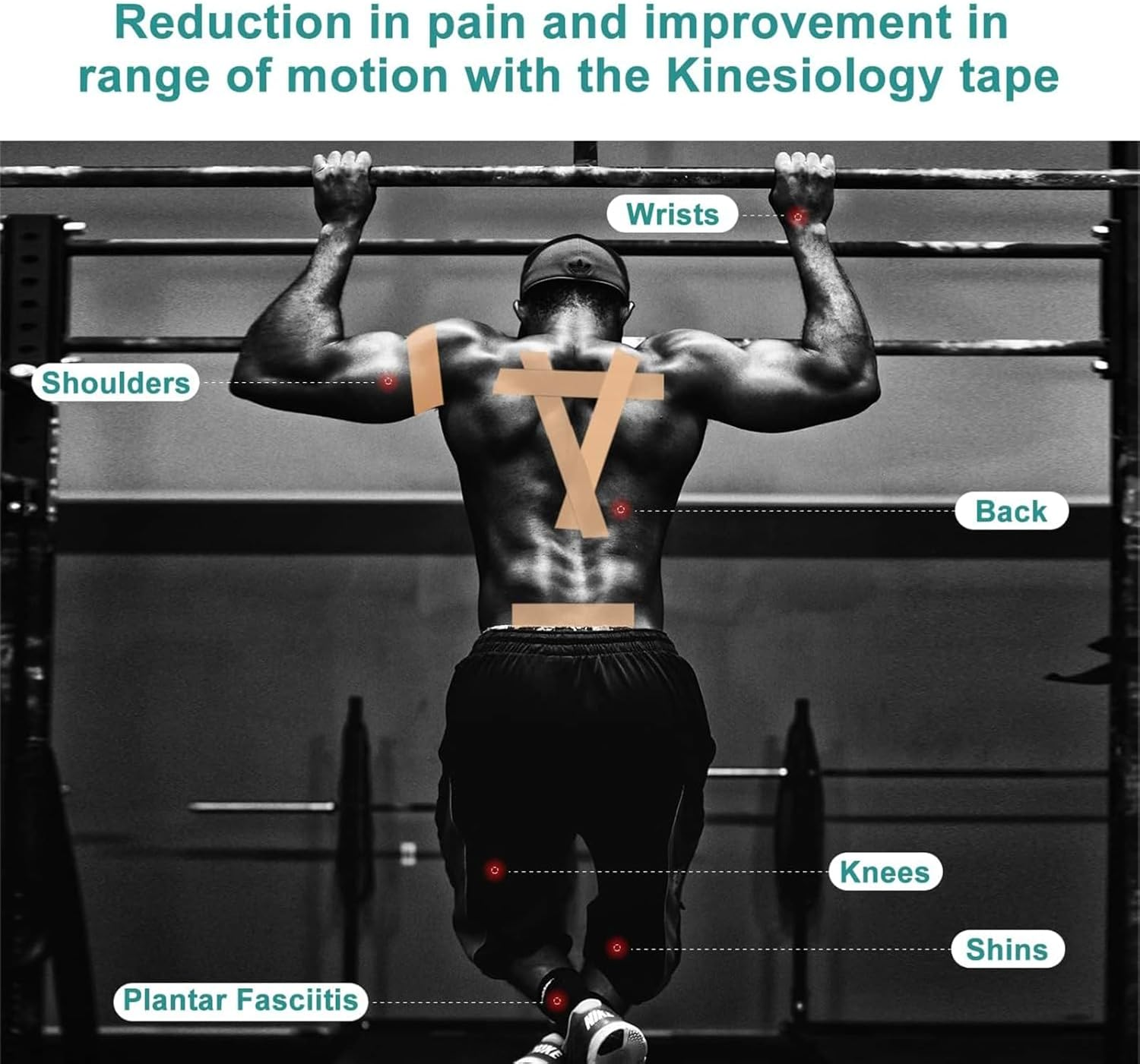 Kinesiology Tape 2 Rolls Elastic Athletic Tape for Shoulder, Knee, Elbow Pain Relief, Water Resistant (Beige)