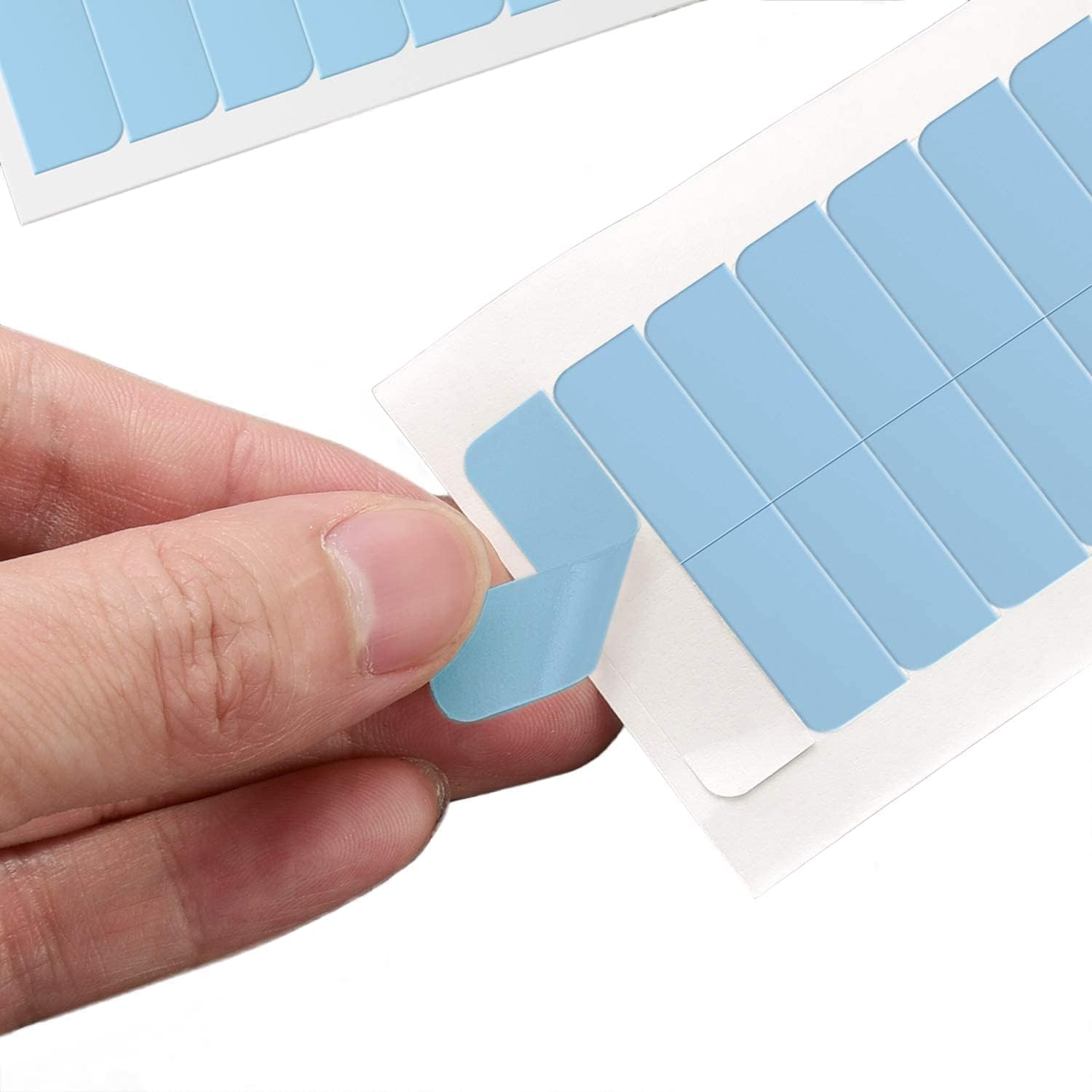 YILITE Hair Extensions Tape Double Sided Tape 4 X 0.8 Cm Self Adhesive Real Hair Tape for Replacement (120 Pieces Blue) image number 3