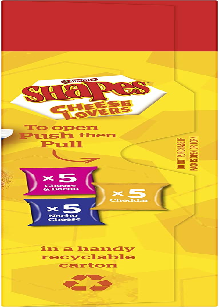 Arnott'S Shapes Cheeselovers Variety Multipack 15 Pack 375G image number 5