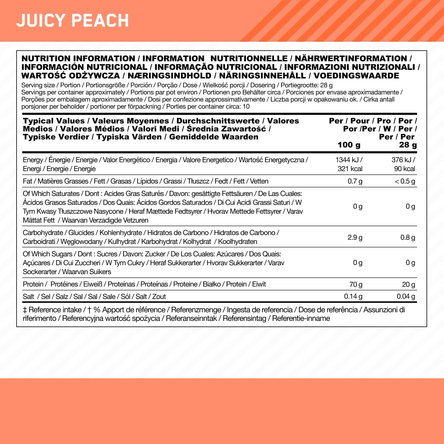 Optimum Nutrition Clear Plant Peach Protein Isolate 280 G image number 3