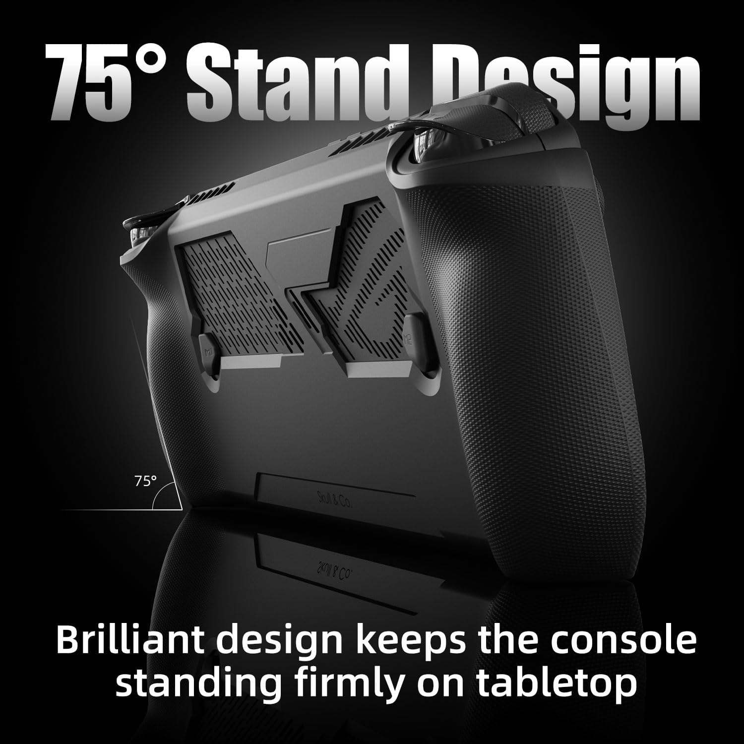 Skull & Co. Gripcase Ally for ROG Ally X: a Soft Protective Case with Textured Grips Full Protection and Stand, Shock-Absorption Non-Slip and Anti-Scratch Cover Design - Black image number 6