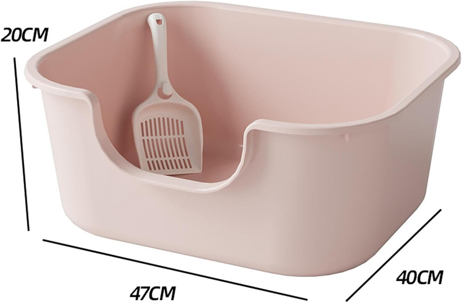 Leefasy Cat Litter Basin Cat Litter Box with High Side Splashproof Kitty Litter Pans Open Top Pet Litter Tray for Small and Large Cats, Pink image number 3