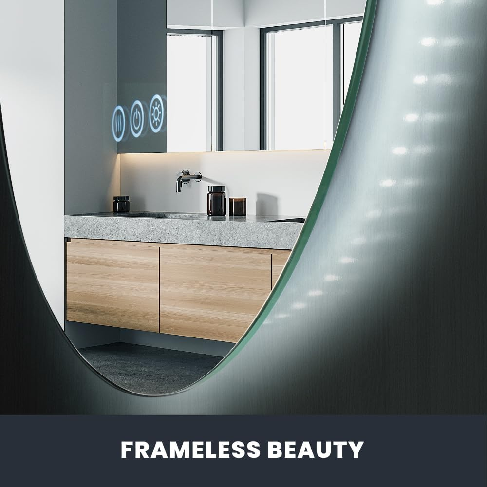 Simplus LED Wall Mirror Oval Bathroom Mirrors for Wall Mounted Anti-Fog Smart Touch Switch Vanity Makeup Mirror 50X75Cm(Backlit Light) image number 6