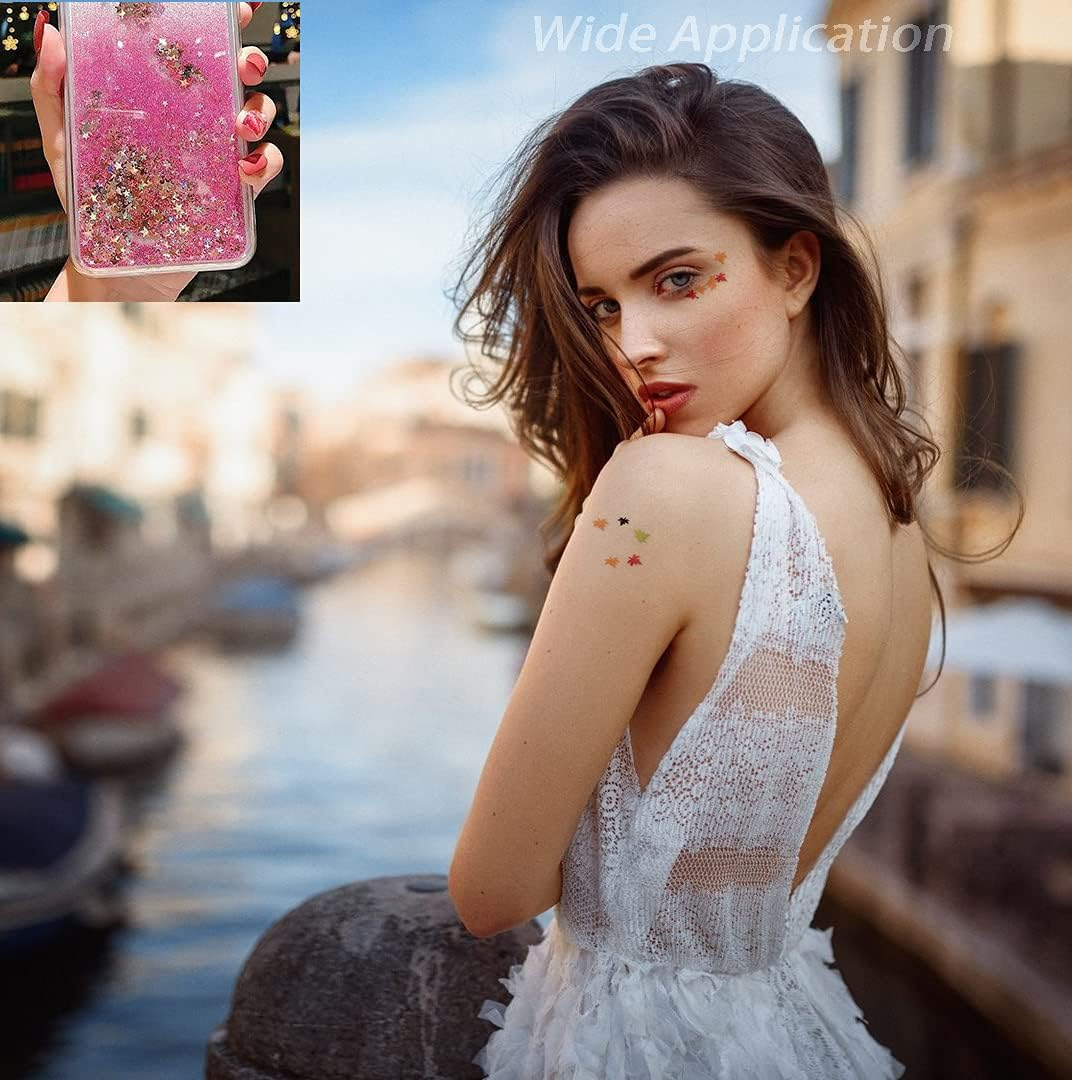 Nail Art Holographic Glitter Fall Maple Leaf Shaped Flakes 2 Pot,Red Yellow Orange Glitter Sequins 3D Mixed Metallic Maple Glitter Nail Art Design Spangles for Acrylic Nail Kit Manicure Decorations image number 4