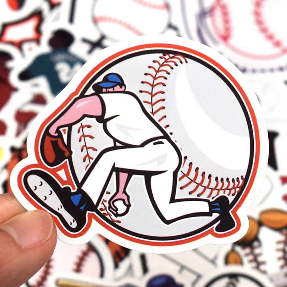QTL Baseball Stickers for Boys Girls Sports Party Funny Stickers for Water Bottle Laptop Adults Teens Waterproof Vinyl Pack 50Pcs image number 1