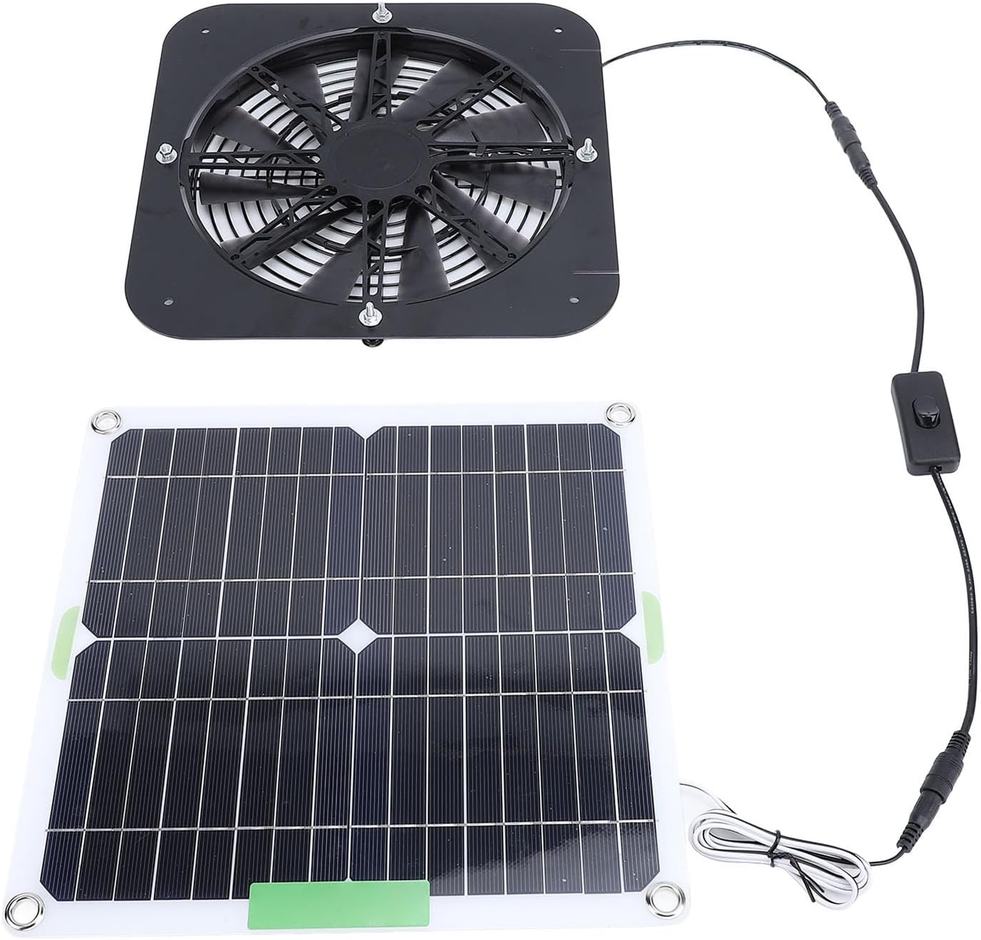 100W Greenhouse Fans Solar Solar Attic Fan 13.5 Inch with Switch Cord for Dog Chicken House Shed Kennel Attic