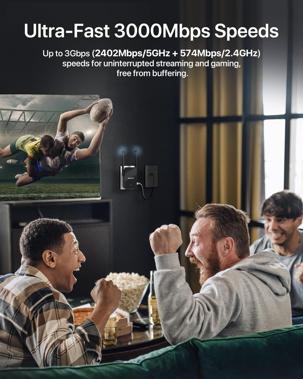 Brostrend AX3000 Wifi 6 Access Point, Wall Plug Wireless Access Point, Dual Band 5G 2402Mbps+ 2.4G 574Mbps Wifi AP for PC Smartphone Tablet Printer TV Gameconsole Etc. WAP up to 45 Devices, Easy Setup image number 3