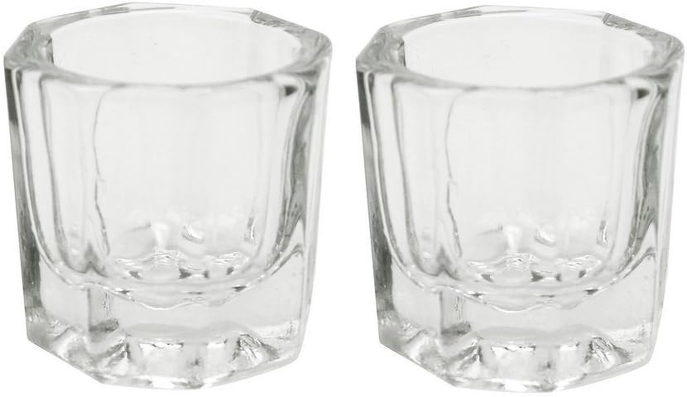 Pandaspa 2 Pieces Dappen Dish Crystal Bowl Glass Acrylic Nail Liquid Powder Nail Art (Pack of 2)