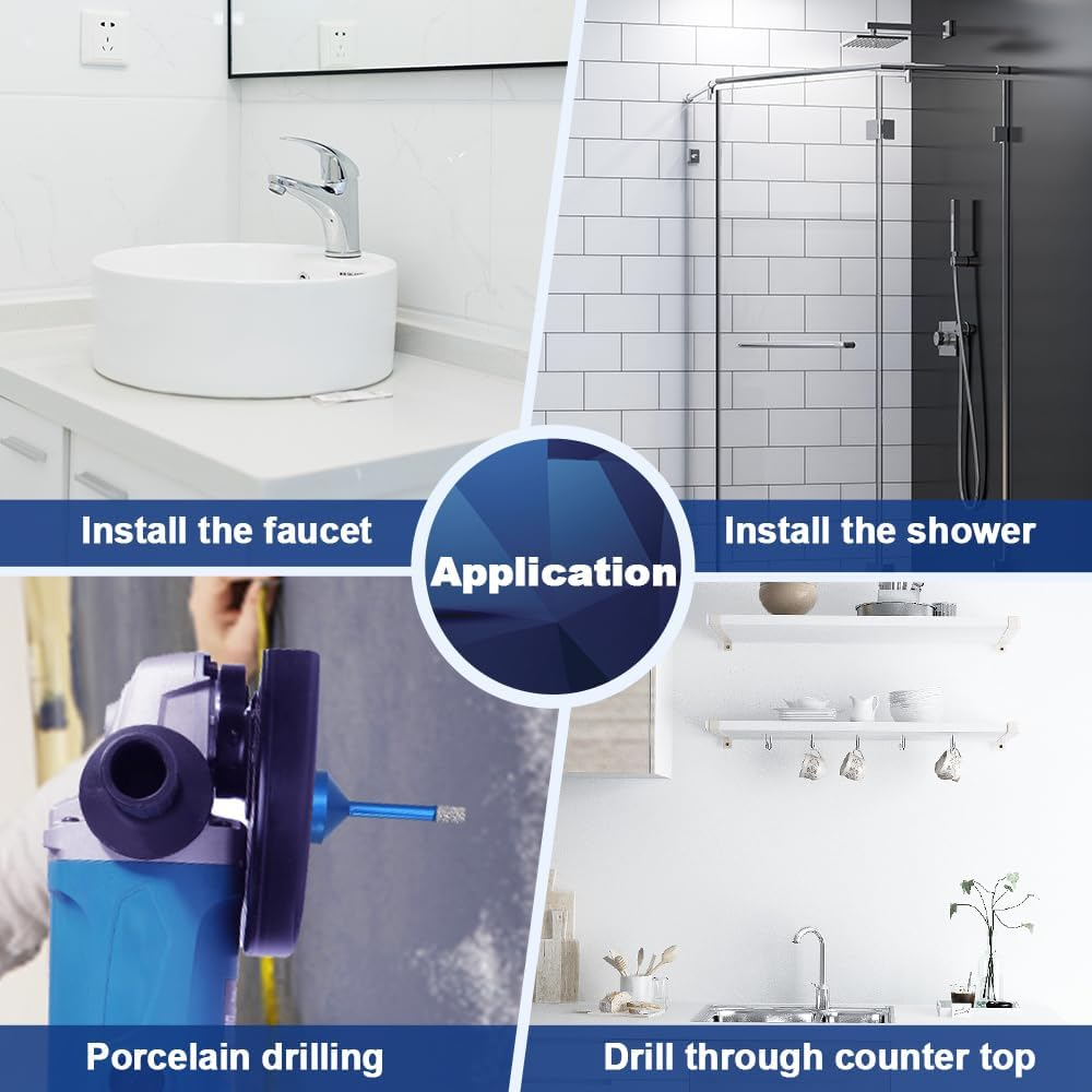 BRSCHNITT M14 Tile Drill Bit Diamond Drill Bit 6 Mm, 10 Pieces M14 Diamond Drill Bit for Porcelain Ceramic Tiles Marble Granite Stone image number 1