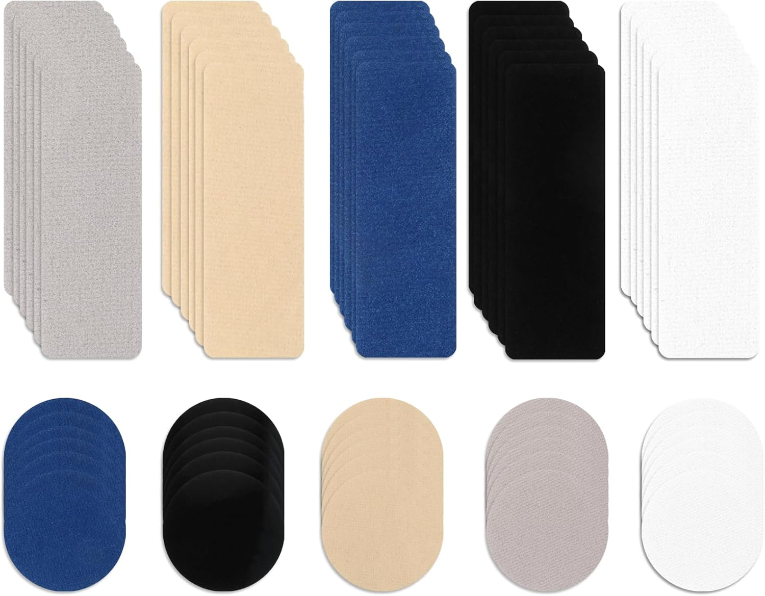 30Pcs Shoe Patches for Holes, Self-Adhesive Shoe Heel Repair Patch 5 Colors Shoe Hole Repair Patch Kit for Sneakers and Mesh Shoes (Rectangular and round Shapes)