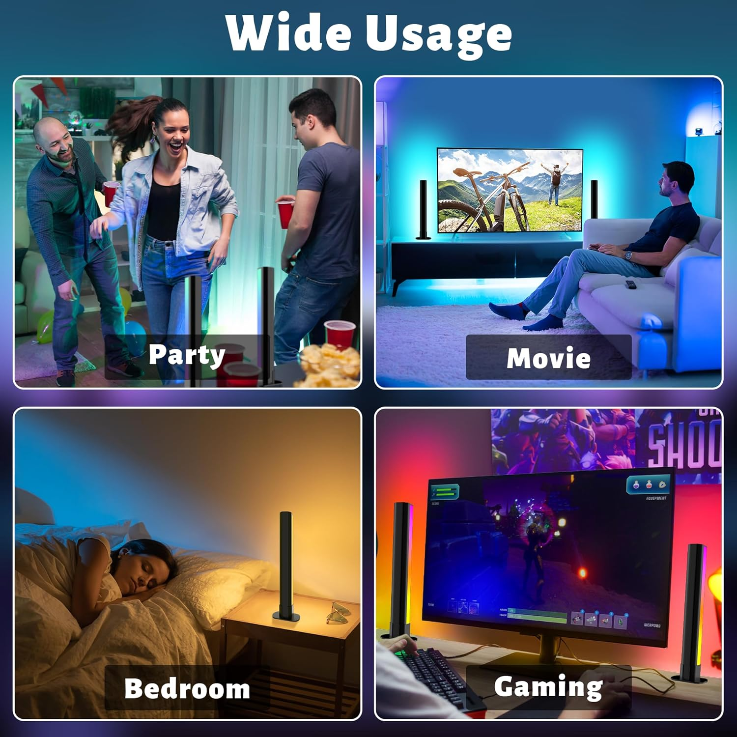 Cozylady LED Light Bars, 11Inch RGB TV Backlight, 2Packs Music Sync LED Lamps 28Cm with Rainbow Multiple Lighting, Dimmable LED Desk Lights for Gaming Movies PC TV Room Decoration Room image number 1