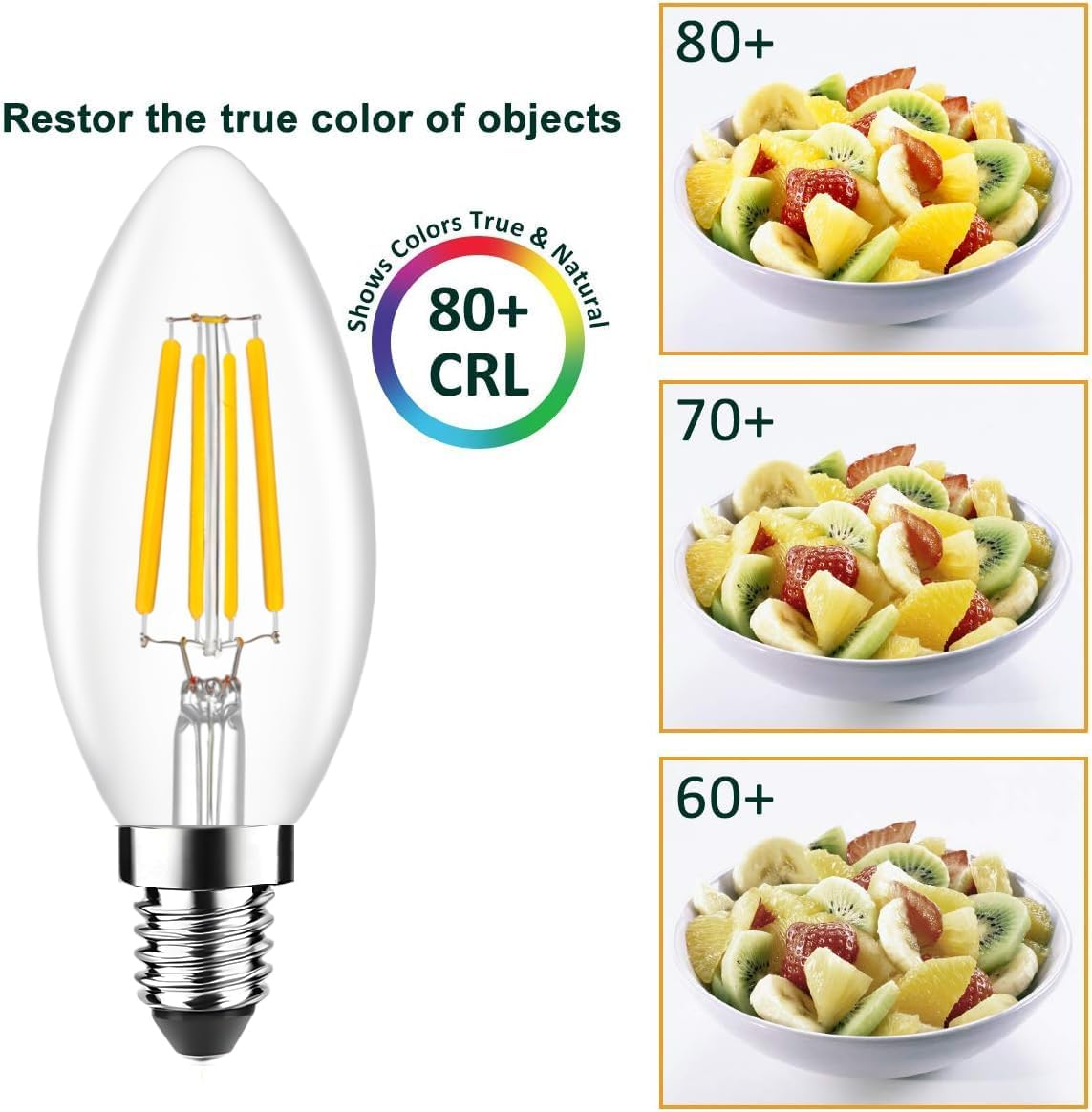 Ziefgn Pack of 4 Classic LED Bulbs E14 40 W Equivalent to 40 W Forme Bougie Blanc Caldo Lighting 2700K, AC 220-240V image number 4