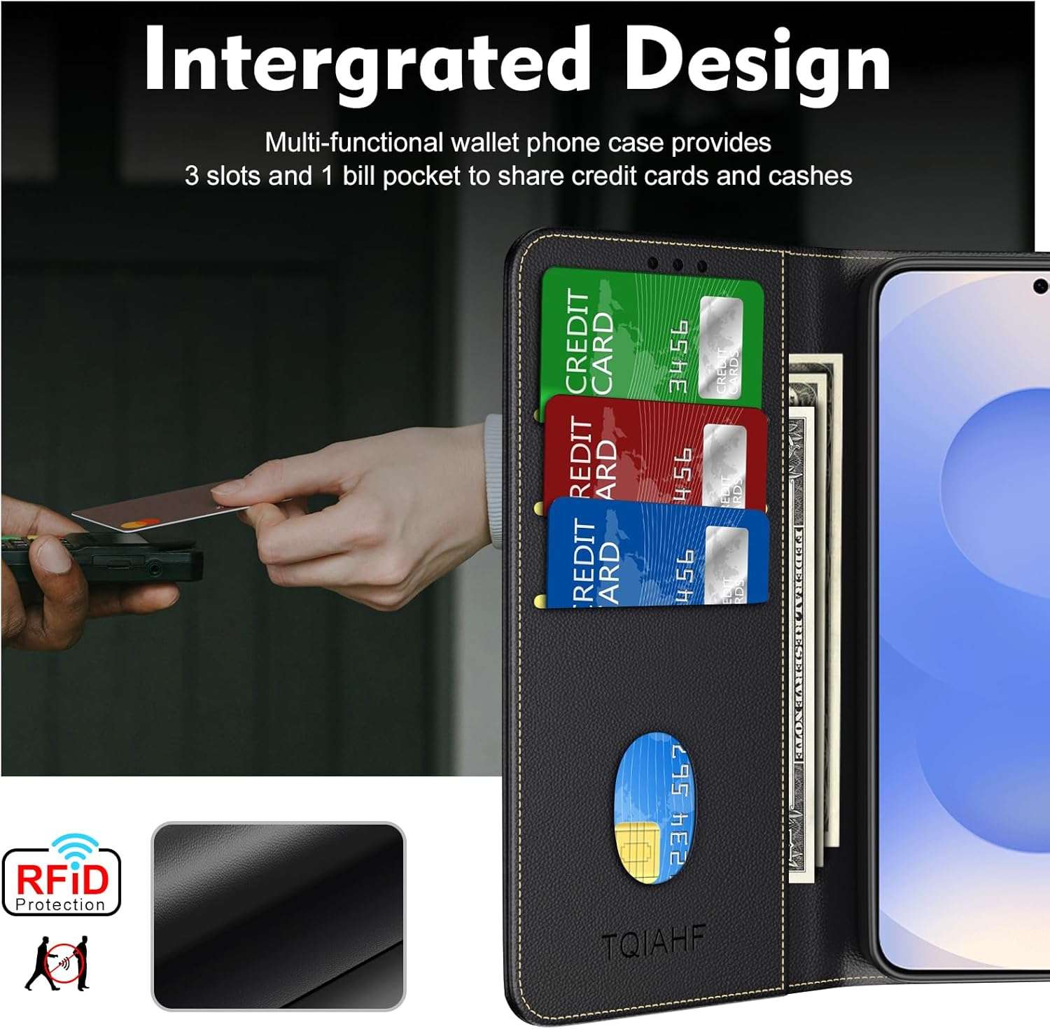 TQIAHF Mobile Phone Case for Samsung Galaxy S25 5G / S24 5G Flip Case with Screen Protector Glass Protection Leather Folding Flip Cover Case Protective Case Card Slot Complete Protection Mobile Phone image number 3