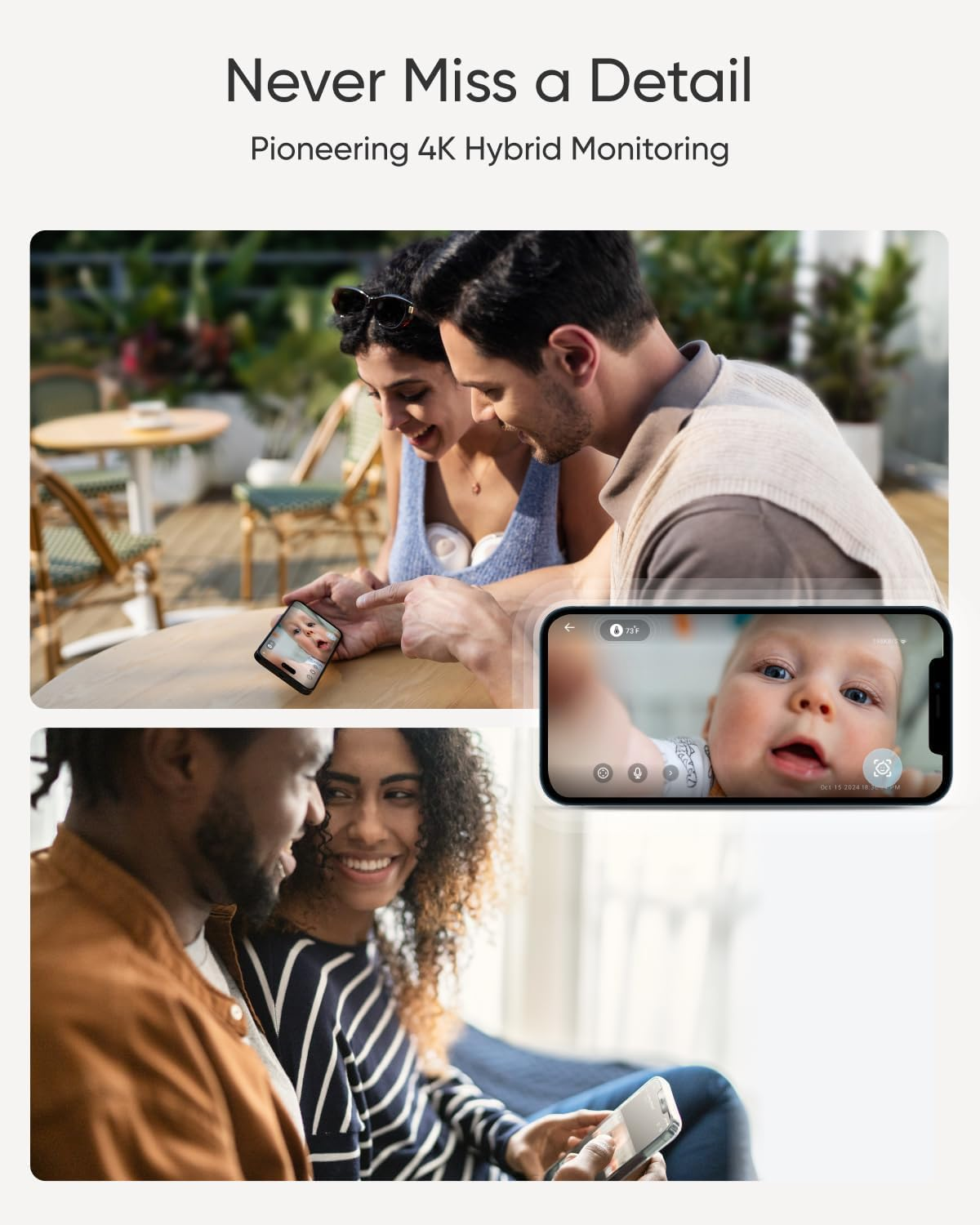 Eufy Security Baby Monitor E21 with 4K UHD Camera, 5'' 720P Display, 8X Zoom, Hybrid Wi-Fi and No Wi-Fi Connection, 24/7 Recording in App, Pan-Tilt, Portable Camera with Built-In Battery, ANR image number 5