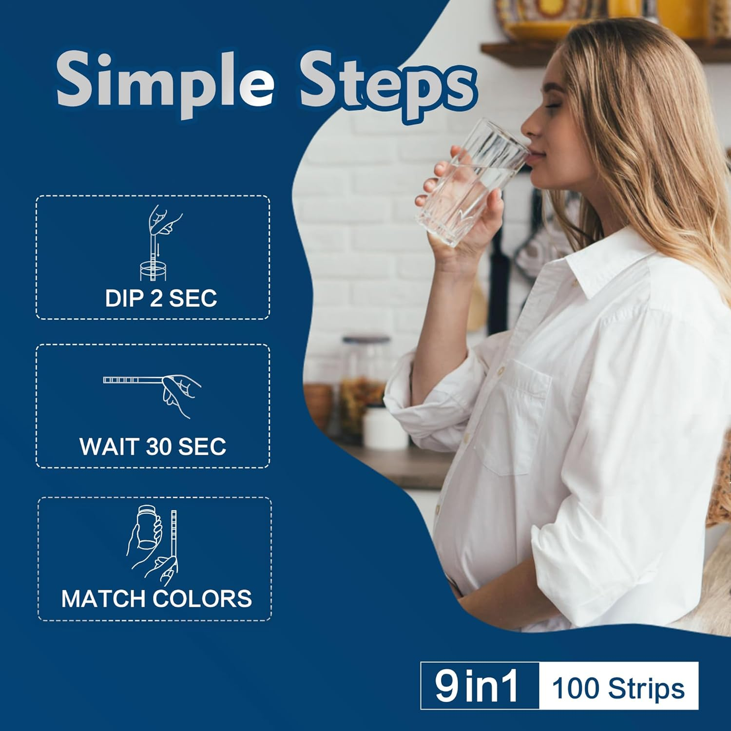 9 Way Heavy Metals Water Test Strips, 100Ct Home Water Testing Kit for Iron, Mercury, Copper, Lead, Chromium, Magnesium, Cadmium, Calcium,Zinc image number 1