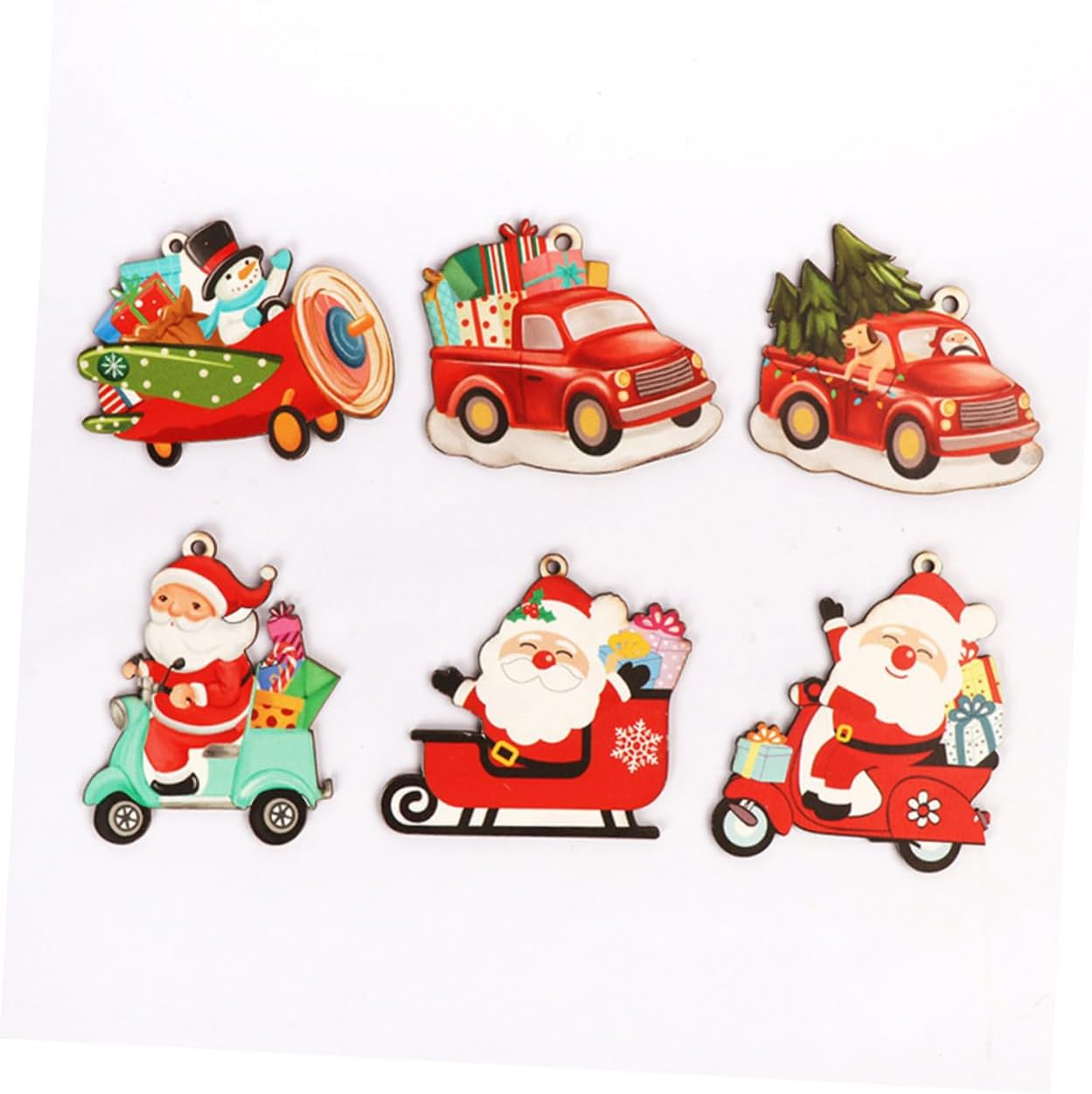 COHEALI 12Pcs Wooden Christmas Pendant Xmas Tree Decorations Hanging Ornaments image number 1