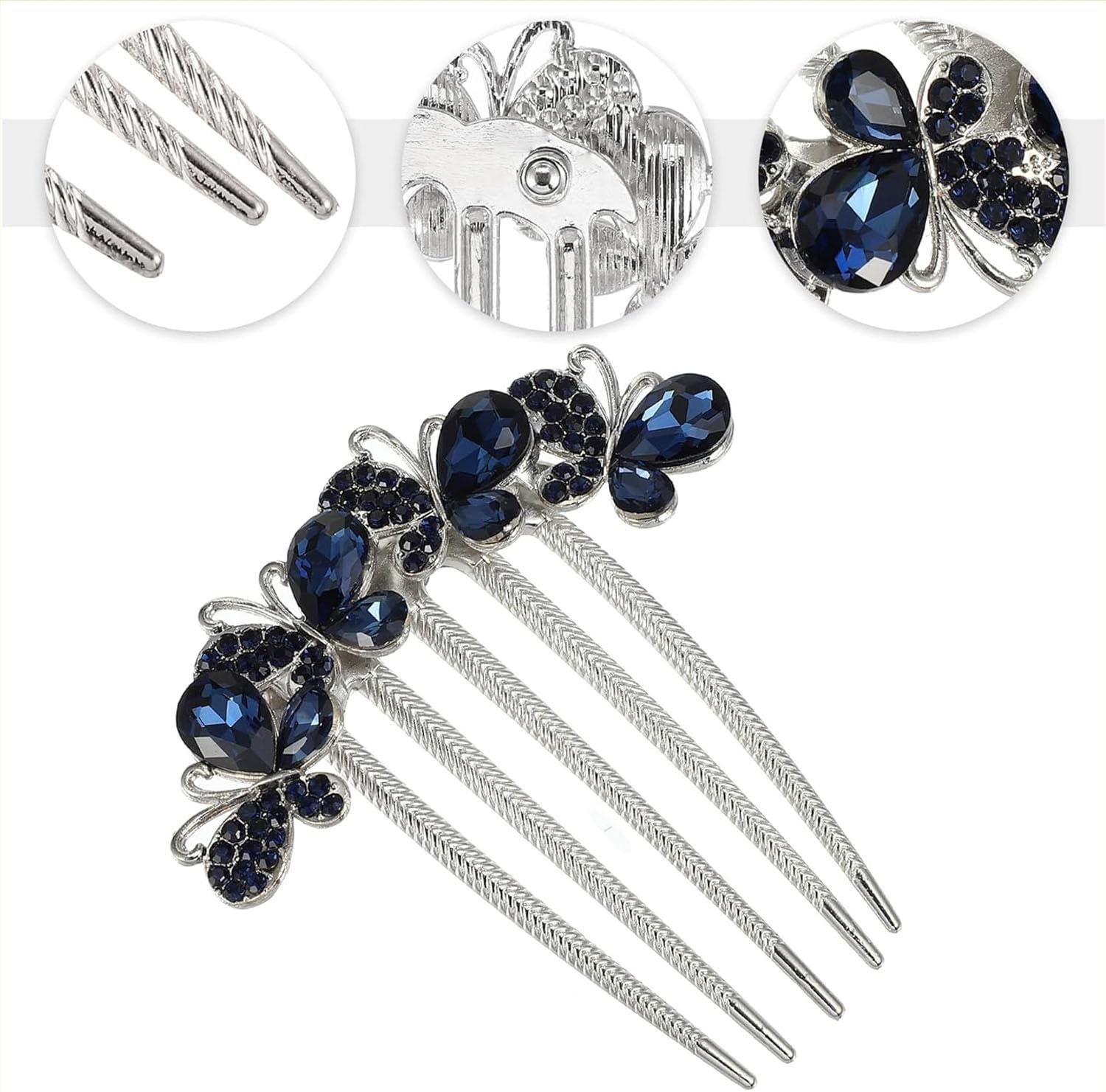 Set of 4 Vintage-Style Crystal Hair Combs &ndash; Elegant Side Hair Clips for Women, Perfect for Updos, Weddings & Special Events image number 5