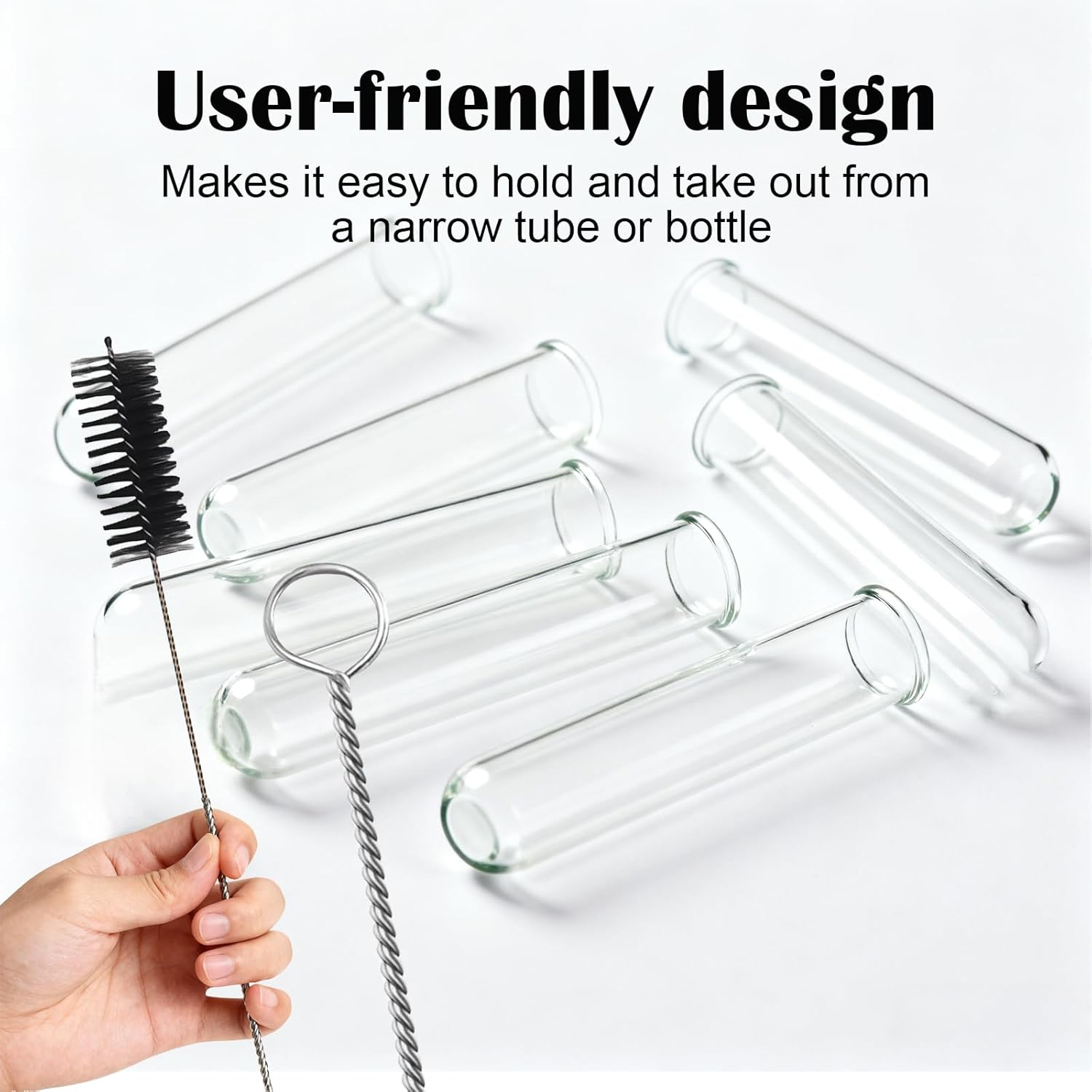 10Pcs Straw Cleaner Brush - Extra Long Pipe Cleaners & Bottle Brush Cleaner for Tumbler, Sippy Cup, Bottle and Pipes (Black) image number 3