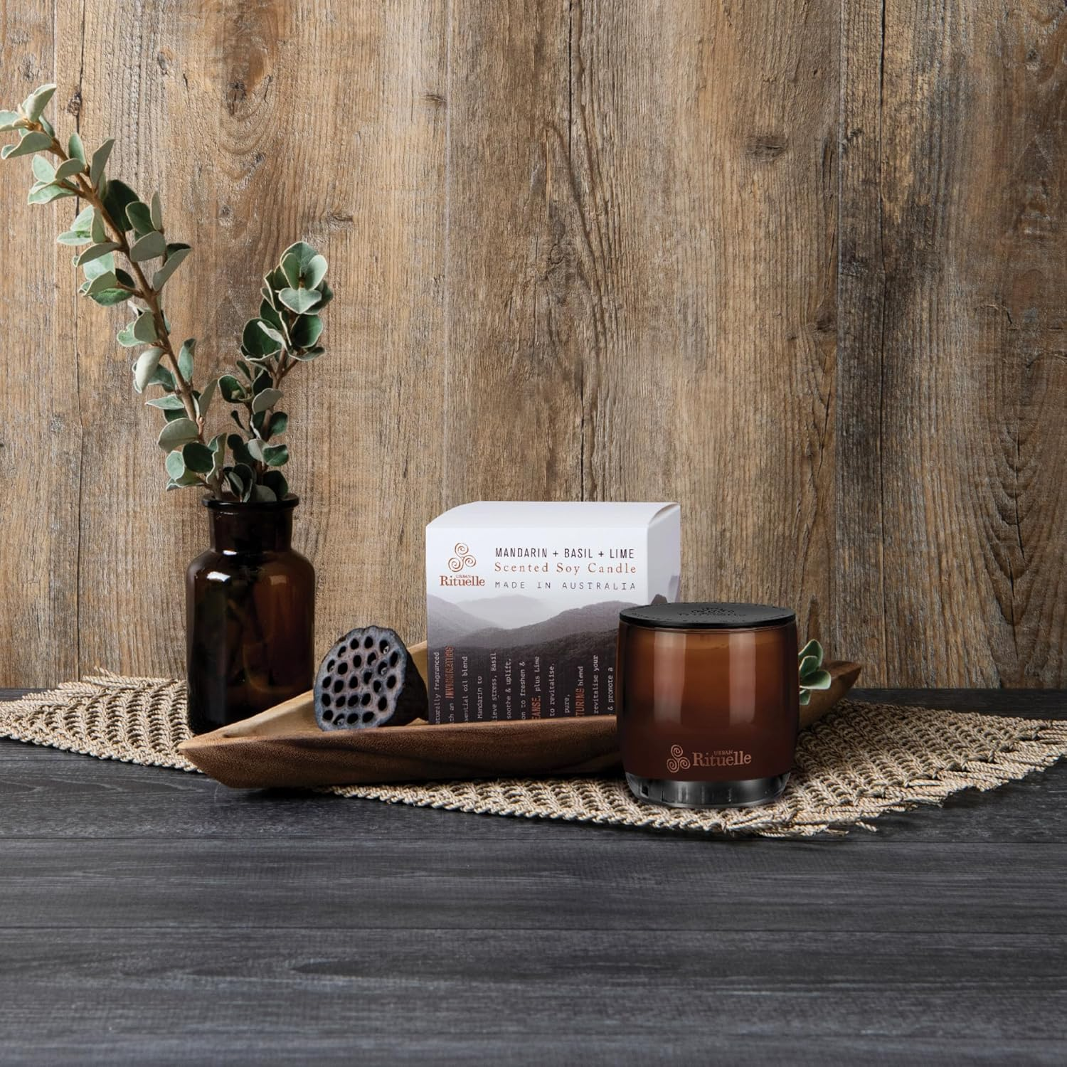 Urban Rituelle Equilibrium Natural Soy Coconut Candle, 140G - Scented Candle with Mandarin, Basil & Lime, Uplifting Aroma with Dual Cotton Wicks & Long-Lasting Burn for an Invigorating Atmosphere