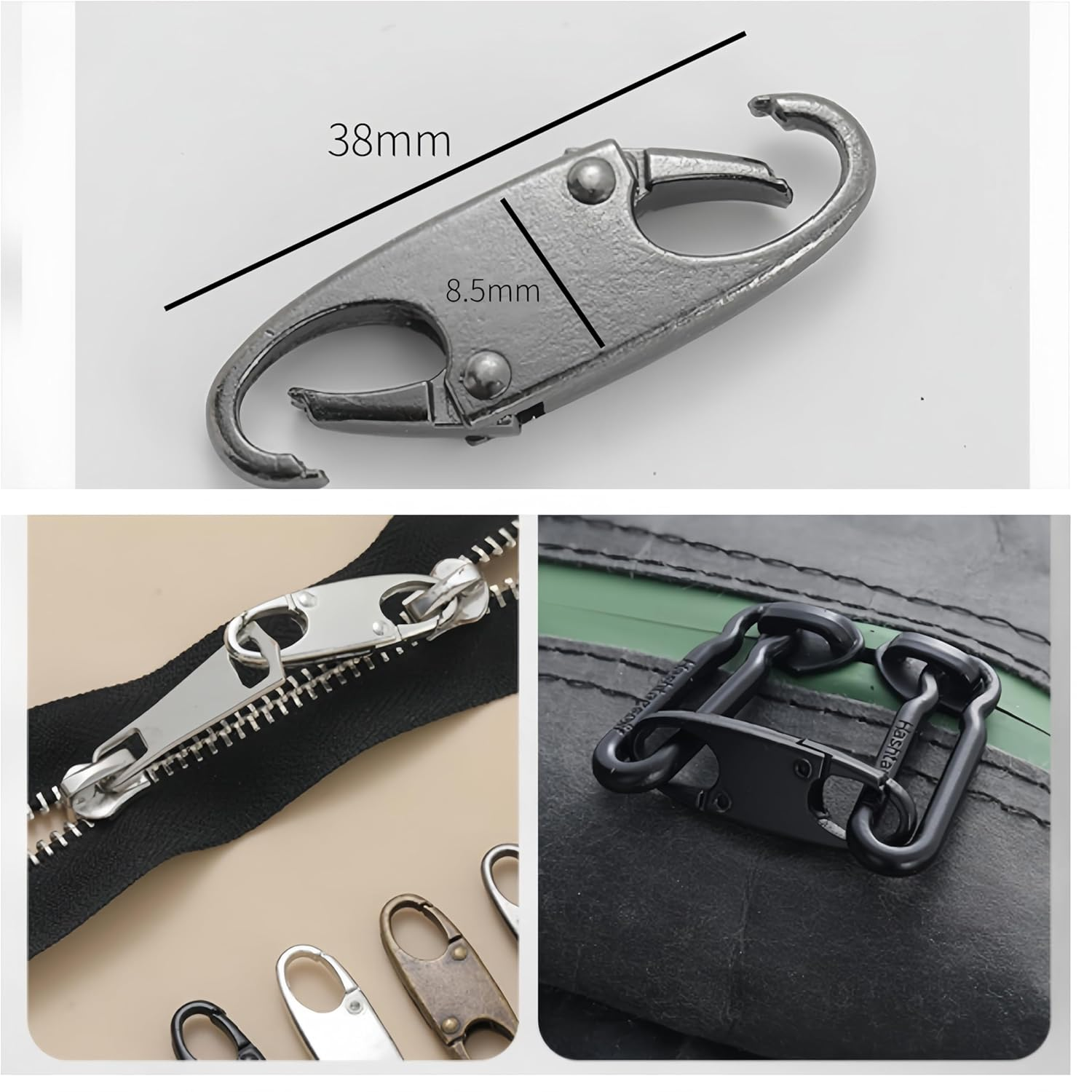 Ai-Oumleef Zipper Locks, 8 PCS Zipper Pull Repair Pull Tabs , Zipper Clip Theft Deterrents, Zipper Slider Replacement Metal Zipper, S Shaped Double Opening Zipper Clip for Luggage, Backpack, Purse Closed image number 3