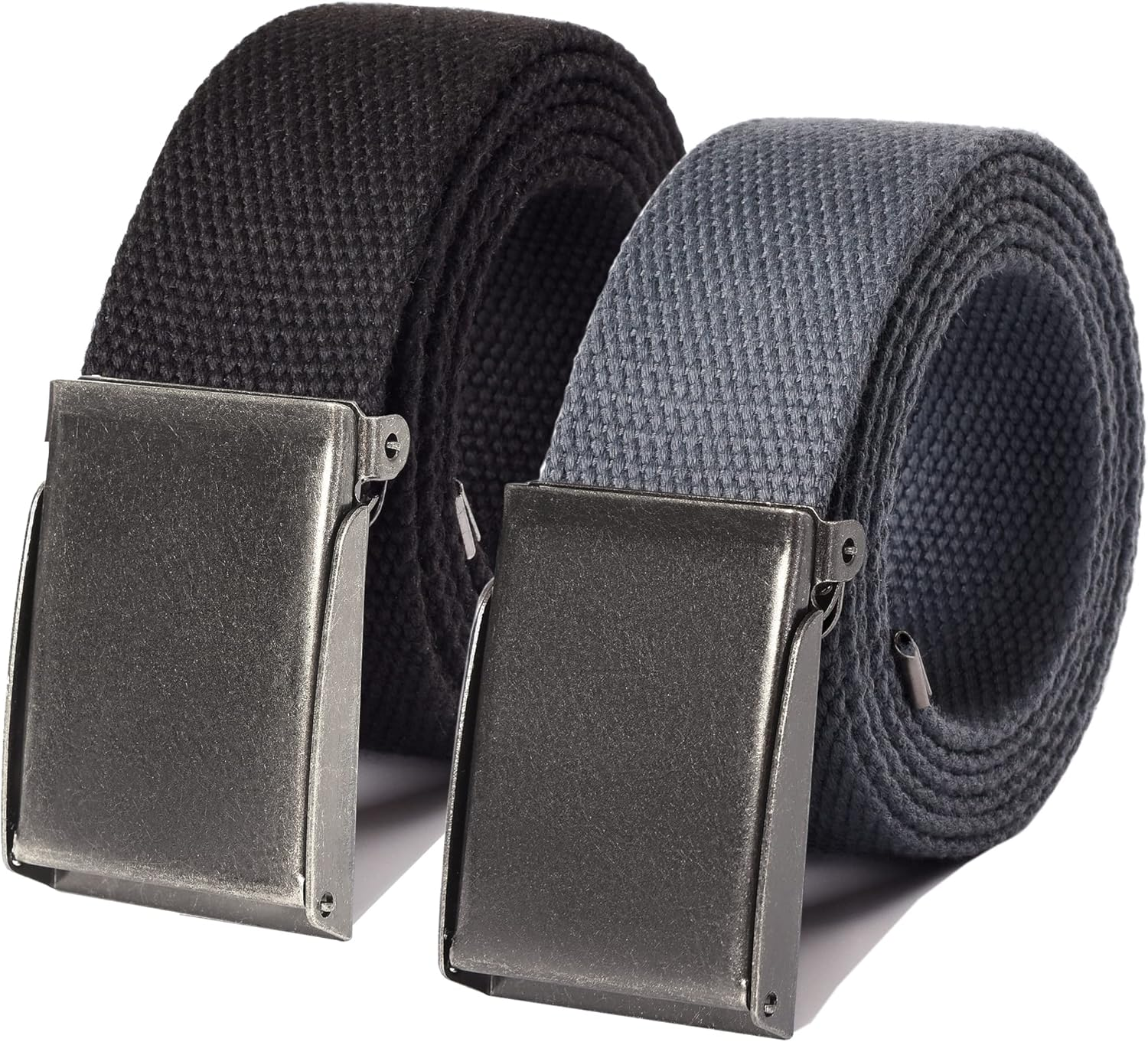 Canvas Web Belt | Cut to Fit up to 52" | Flip-Top Brushed Silver Nickel Buckle 6 Colors