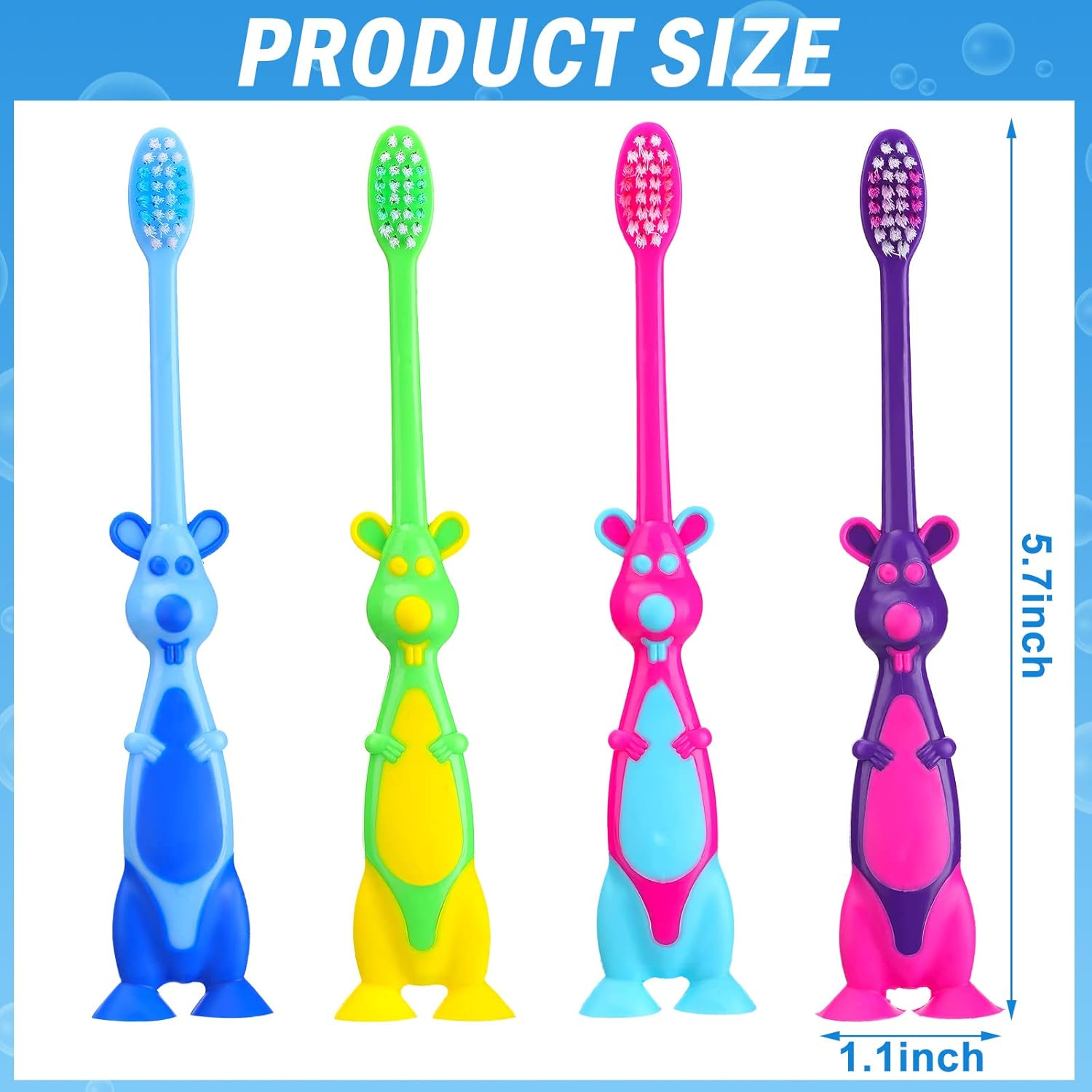 Gerrii 400 Pcs Kids Toothbrush Bulk Soft Lovely Little Kangaroo Toothbrush for Kid with Covers Suction Cup Individually Wrapped Cute Toothbrushes for Children Toddler Home School Camp Daycare Travel