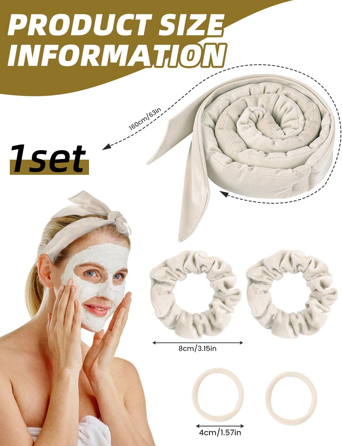 JUKOTA Pack of 5 Heatless Curls, Velvet Heatless Curls Band, Hair Curler Overnight, Curlers Overnight, DIY Hair Curler Rollers Set, Curls without Heat for Long Hair (Beige) image number 4