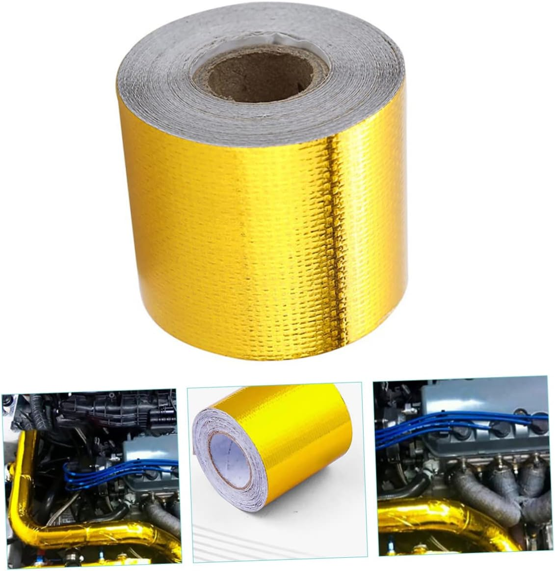 2Pcs Aluminum Foil Seal Tape Heat Insulation Tape Double Sided for Car Exhaust Duct Seal image number 1