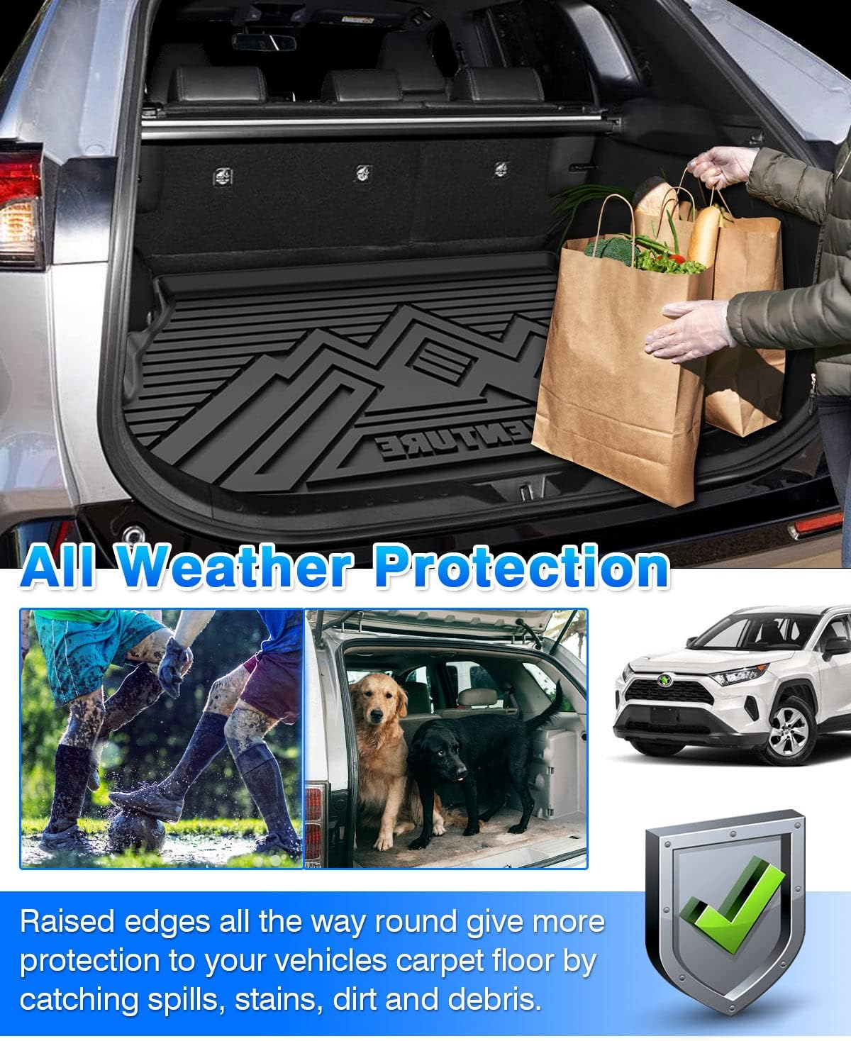 Rav4 Cargo Liner - Trunk Mat for Toyota RAV4 2019-2024 2025, All Weather Cargo Mat for Rav4 Accessories, Heavy Duty (Fit for All Models) image number 5