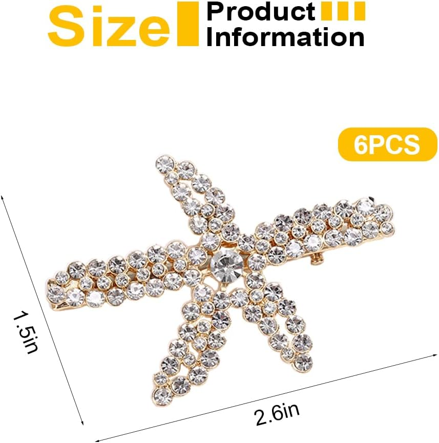 OUDQFCJ Pack of 6 Starfish Hair Clips, Beach Starfish Hairpin Girls Flower Girl Accessories, Pearl Hair Clips, Elegant Hair Accessories for Women, Girls, Party, Birthday, Gift, Wedding image number 2