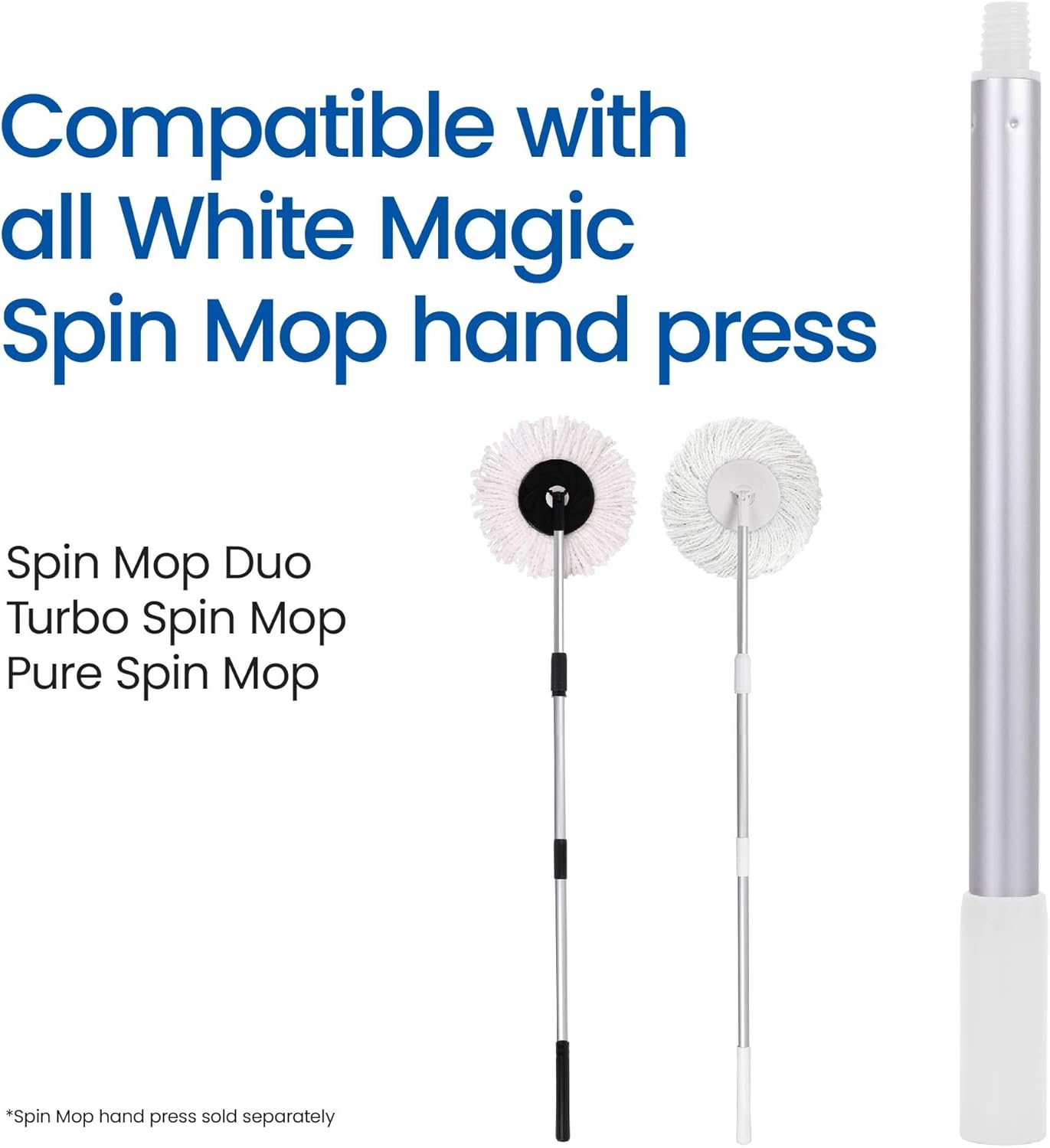 White Magic Spin Mop Hand Press Extension, Extends the White Magic Spin Mop Handle from 1.35M to 1.65M image number 1