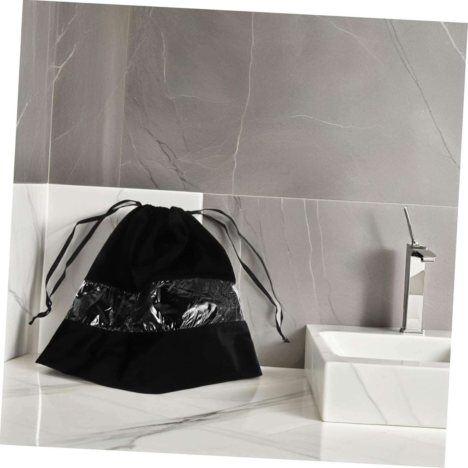 CLISPEED Transparent Velvet Drawstring Hair Dryer Bag Portable Dustproof Storage Pouch for Travel and Home Lightweight Organizer for Hair Tools Underwear Small Items with Easy Access image number 4