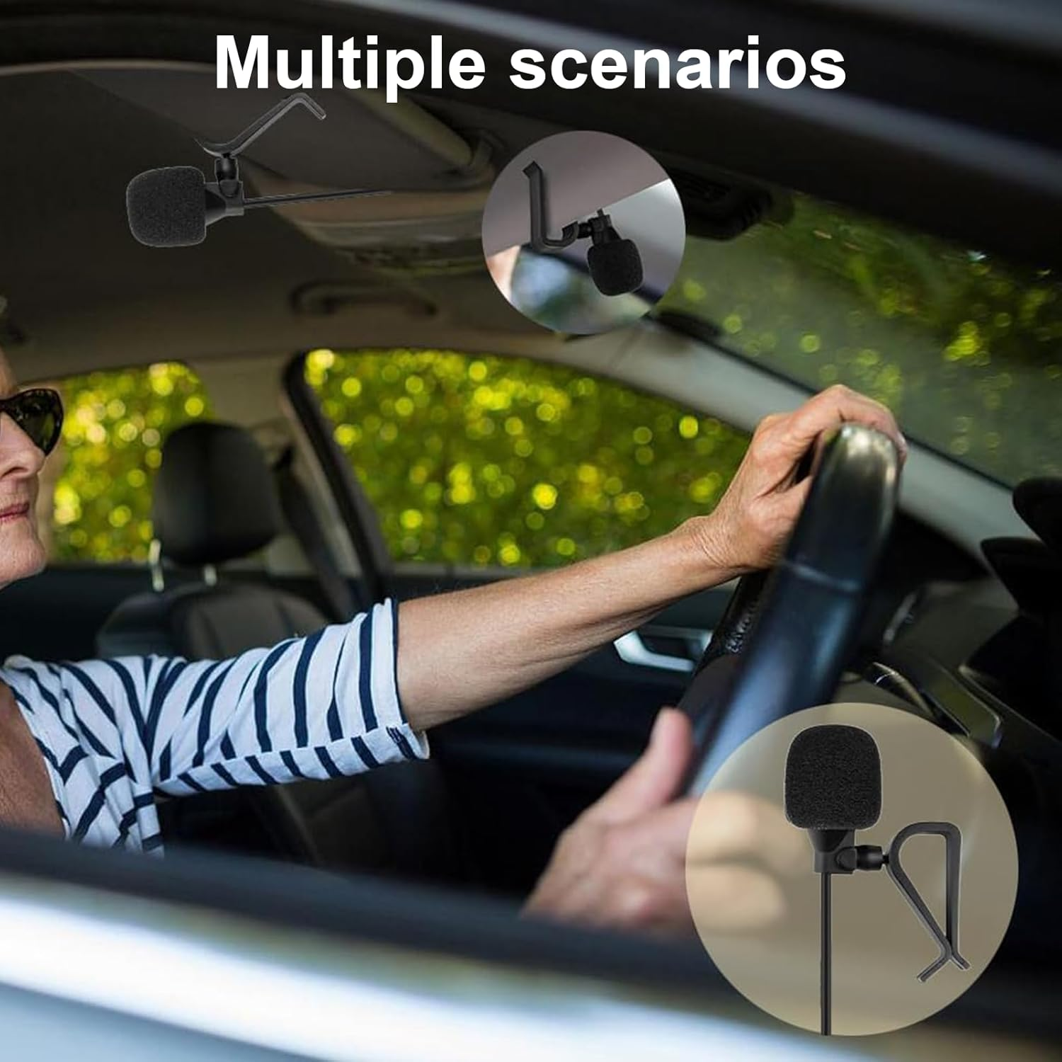 MAEZOE 2Pcs 3.5Mm Car Microphone Clip-On and Adhesive Mount with 3M Cable, Clear Audio for Car Stereo, Android Phones, Bluetooth GPS Radios, Perfect for Drivers and Rideshare image number 3