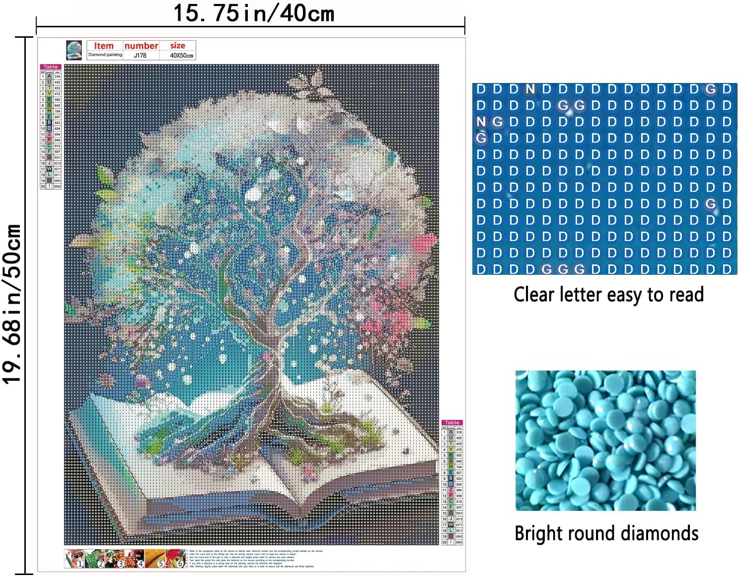 Rousp DIY 5D Diamond Painting Kits for Adults Diamond Art Tree of Life Diamond Painting Full Drill Crystal Craft Kits for Home Wall Decor Gifts, 15.7X19.7Inch image number 2