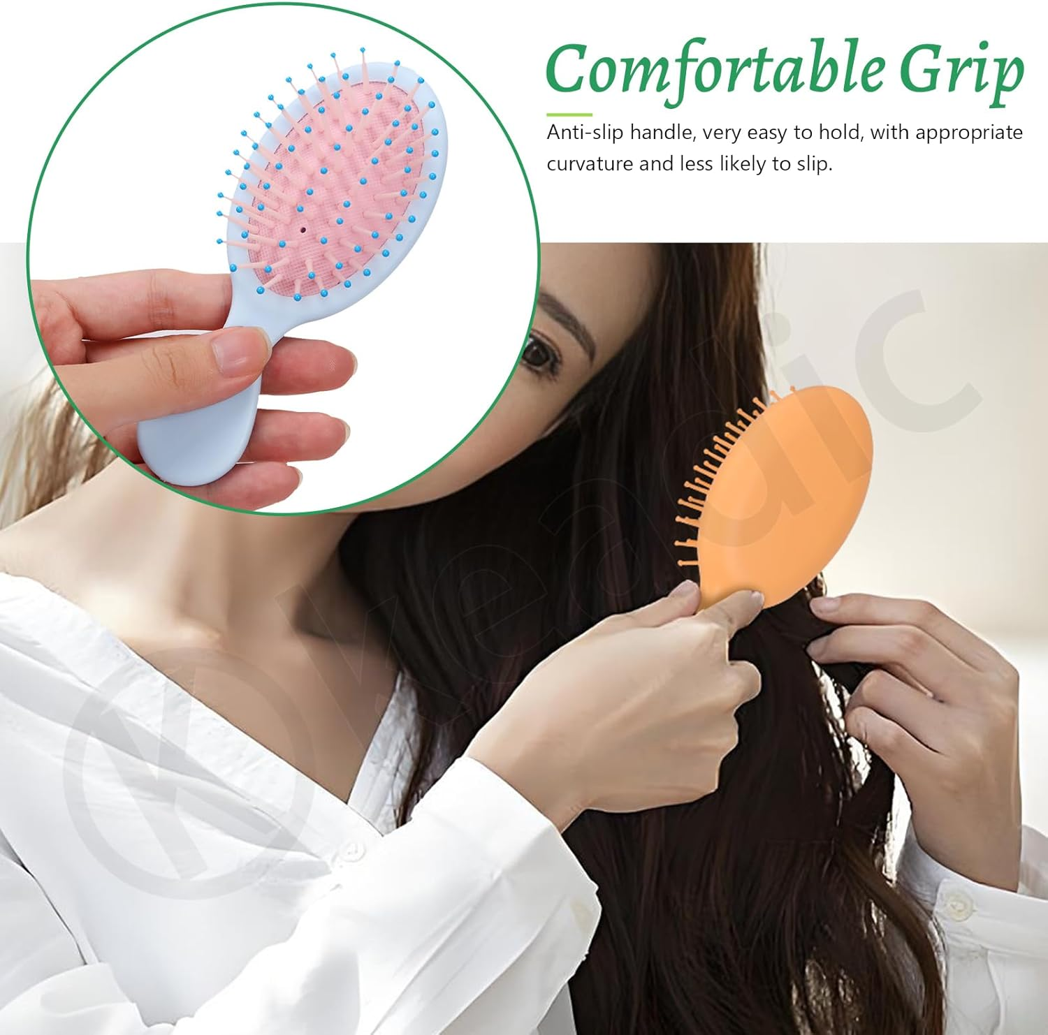 Keadic 12 Pcs Mini Wet Hair Brush, Travel Detangling Brush, for Most Hair Types, with Ease Knots without Tears or Breakage for Wet, Dry & Damaged Hair - Women, & Men, Multicolor image number 3