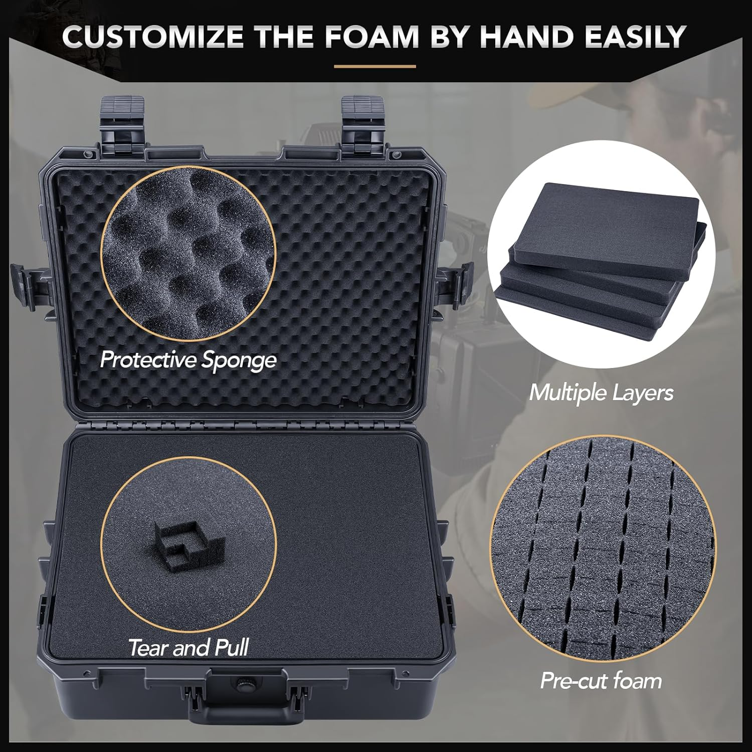 Lykus HC-4620 Waterproof Hard Case with Foam, Interior Size 46X36X18 Cm, Suitable for Camera,Projector,Laptop,Electronic Equipment and More image number 3