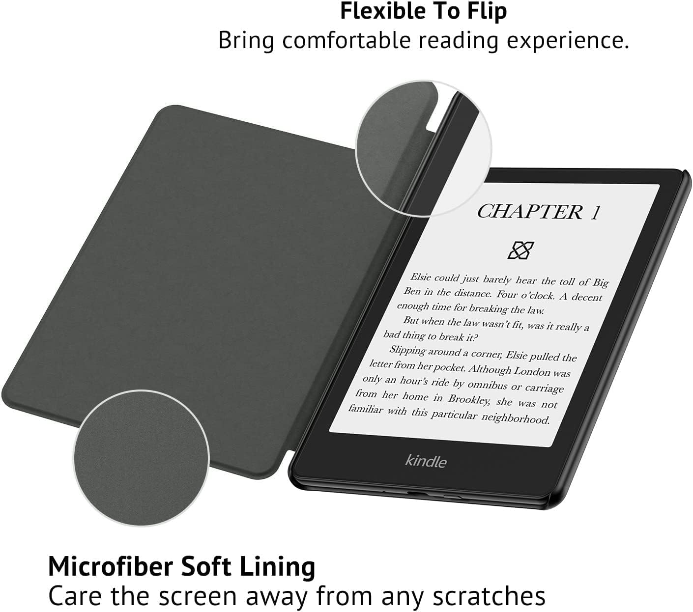 OLAIKE Case for All-New 6.8" Kindle Paperwhite (11Th Generation - 2021 Release), Durable Smart Cover with Auto Sleep/Wake, Only Fit 2021 Kindle Paperwhite or Signature Edition,Black image number 3