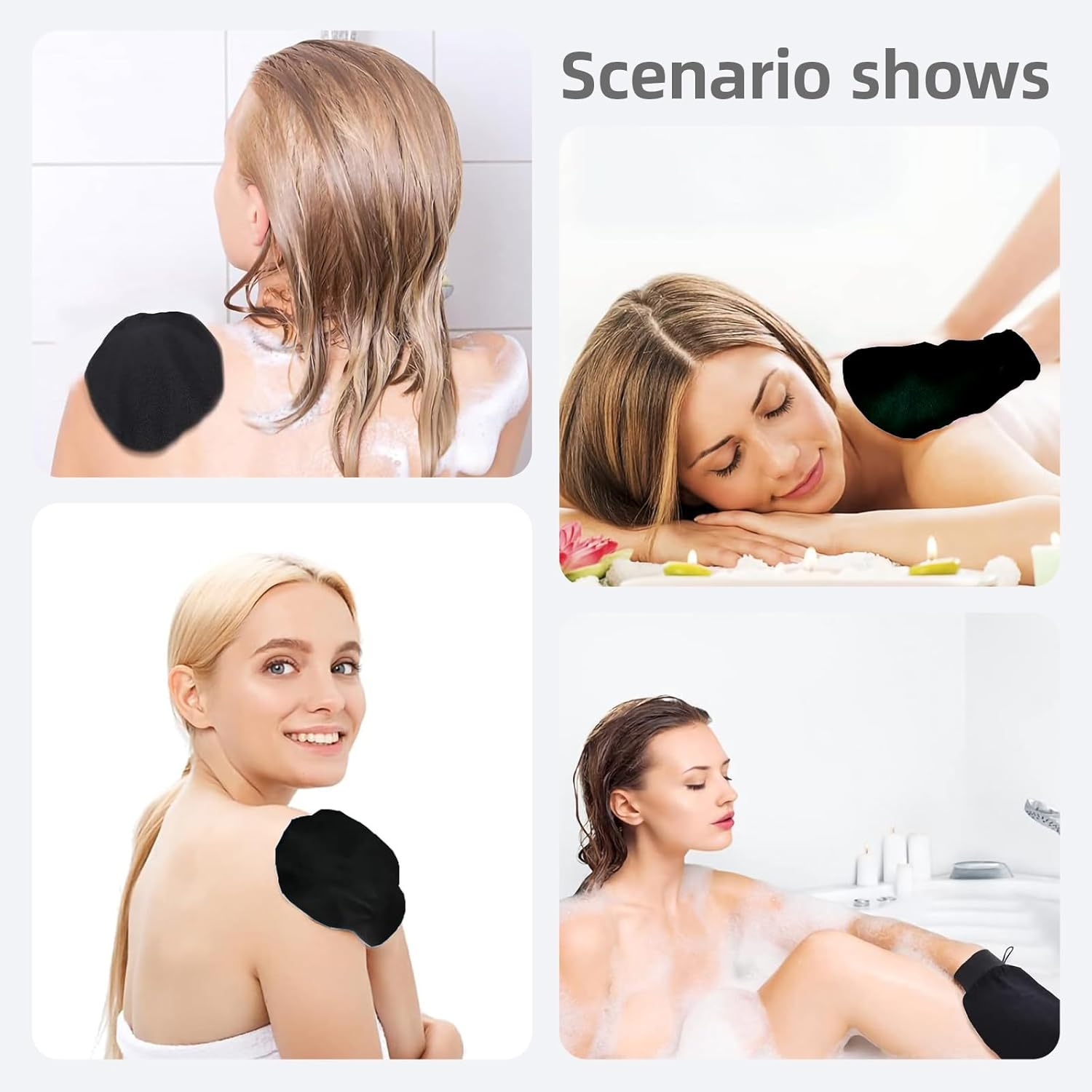 Suytvenxau Exfoliating Gloves - Body Scrub Gloves for Removing Dead Skin - Korean-Style Exfoliating Towels for Women and Men - Perfect Preparation before Tanning - Black Pairs image number 6