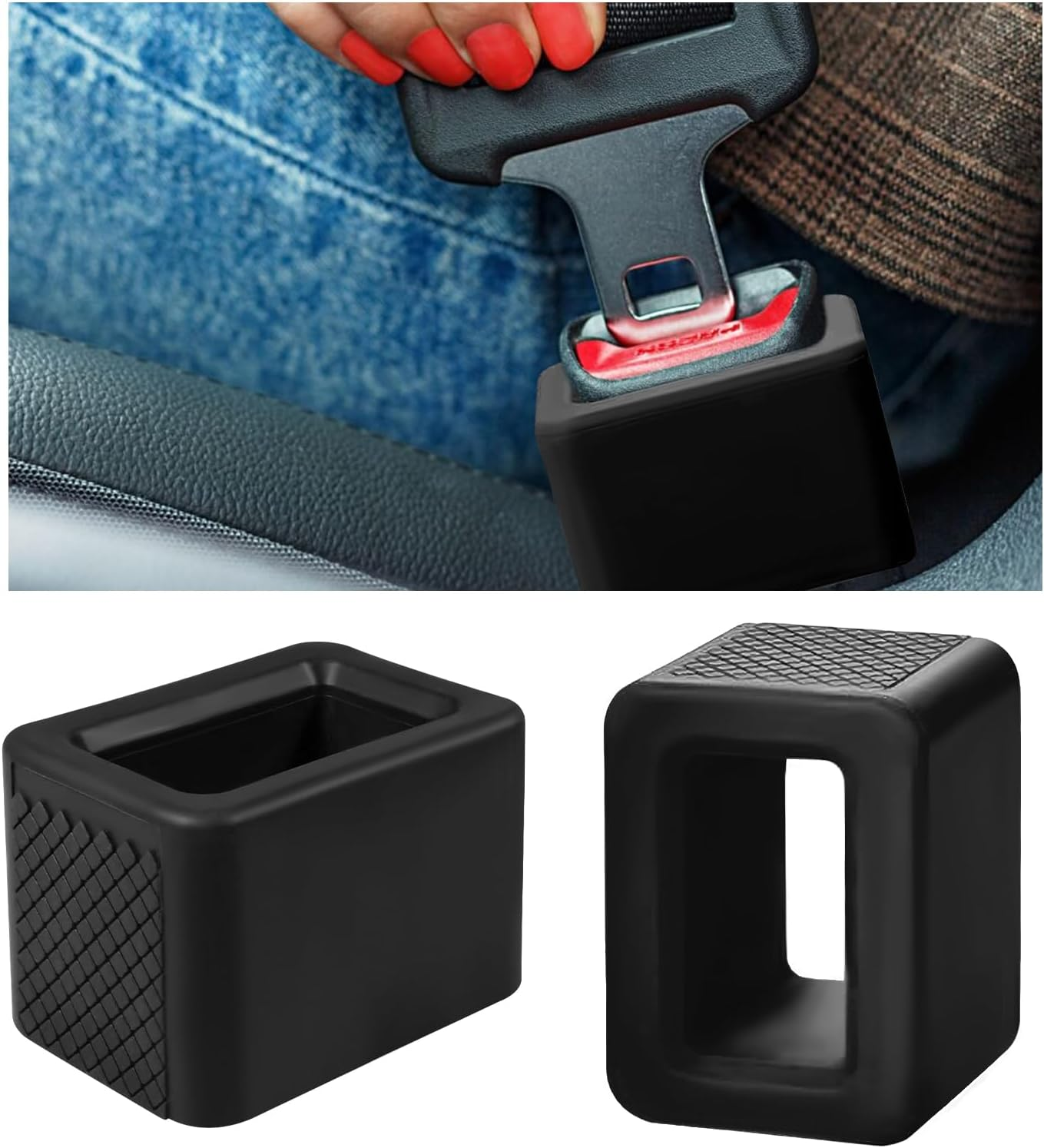 Ohleats 2 PCS Seat Belt Buckle Holder, Silicone Buckle Booster Raises Your Seat Belt for Easy Access, Buckle Cover Makes Receptacle Upright Buckling, Car Accessories for Kids (Black)