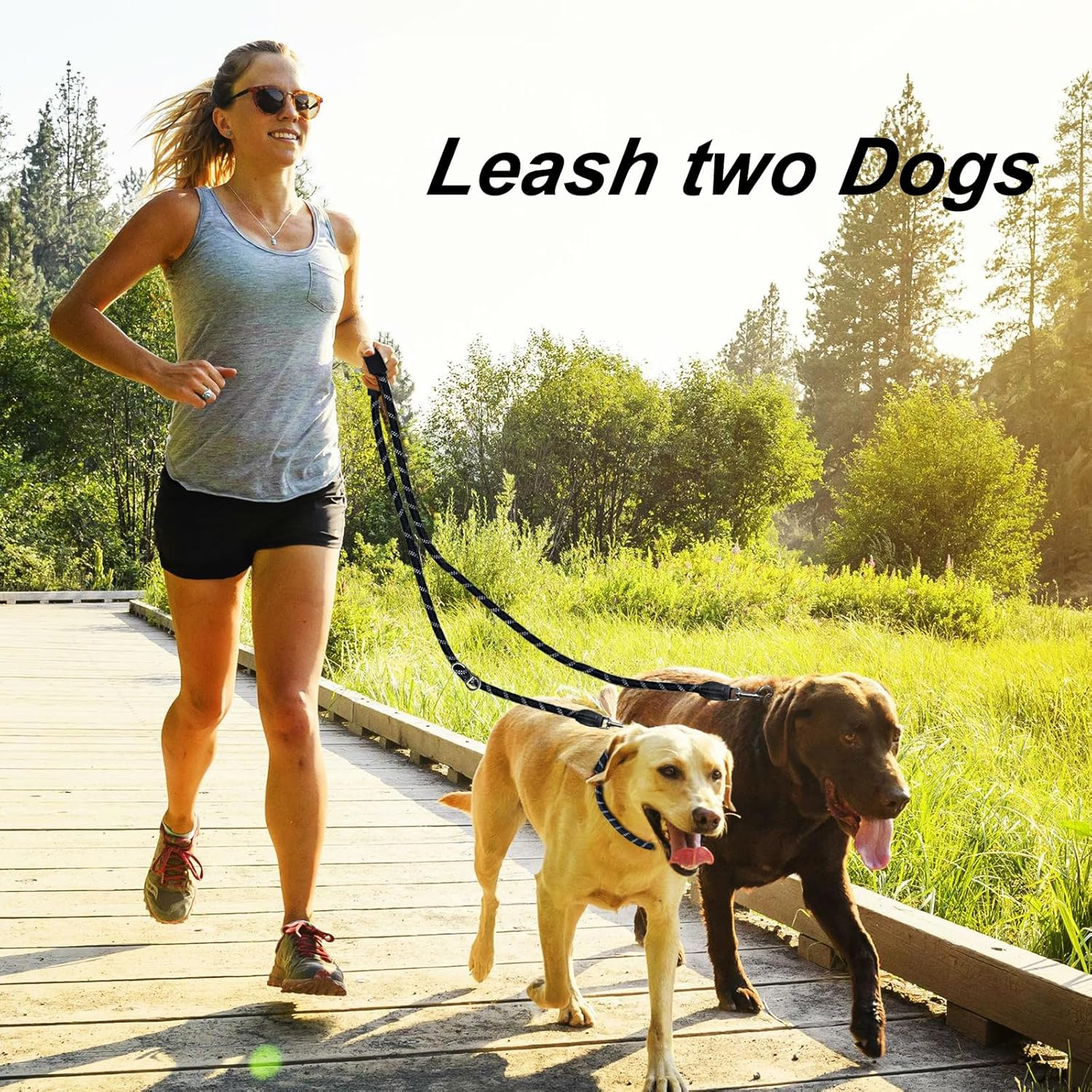 Hands Free Dog Leash, 10FT Adjustable Dog Training Leash 1/2 Inch Nylon Heavy Duty Lead No Pull for Large Medium Dogs, Tangle Free Reflective Waist Leash for Dog Walking Running image number 6