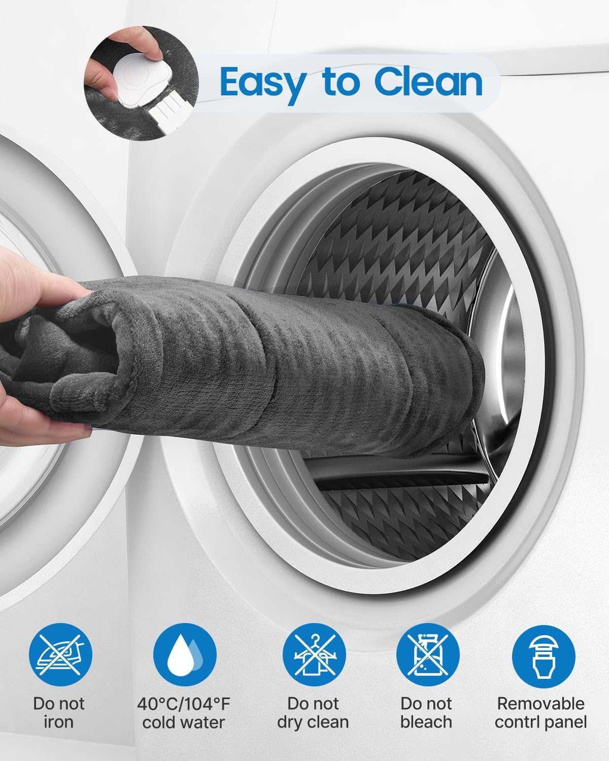 RENPHO Heat Pack, Electric Heating Pad for Back Pain Relief, Birthday Gifts for Women Men Mum Dad, 94X61Cm Large Size Neck and Shoulder Heat Pad, Auto Shut Off, Gray image number 1