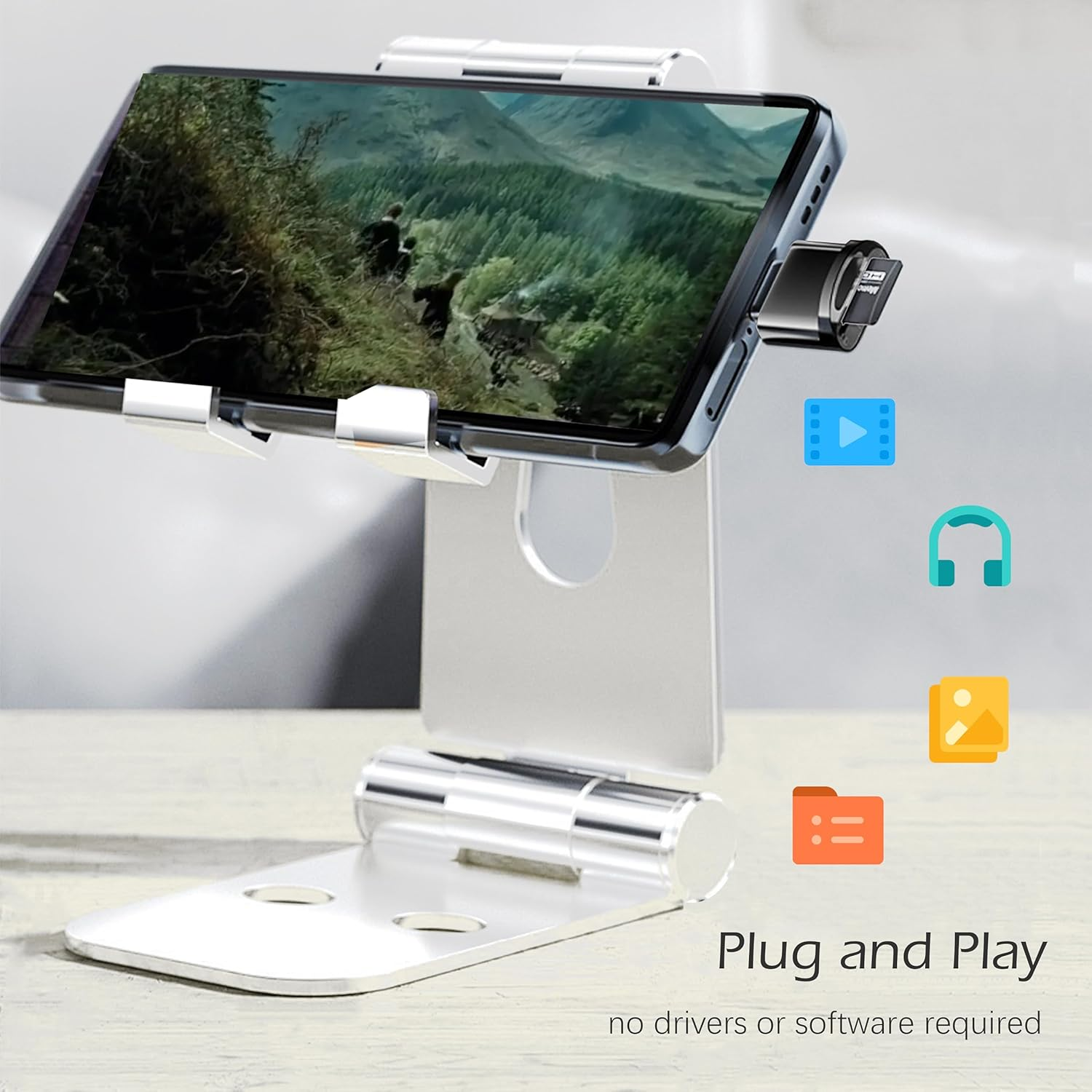 Wansurs USB-C Micro SD Card Reader for Android, Micro SD Card to Type-C Adapter, USB C Card Reader for Camera Memory Card with Keychain, Card Reader for PC Android Phone (Black) - Black,Blue image number 5