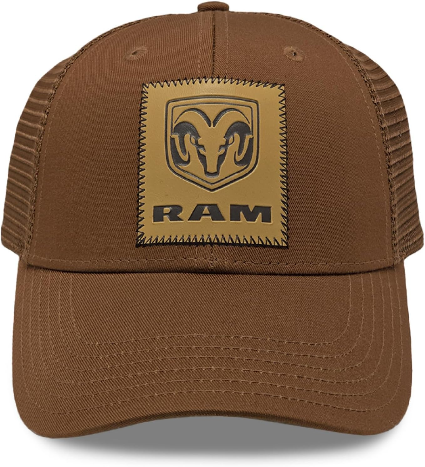 Changes Dodge Ram Logo Sewn Patch Adjustable Trucker Hat Brown, Brown, One Size