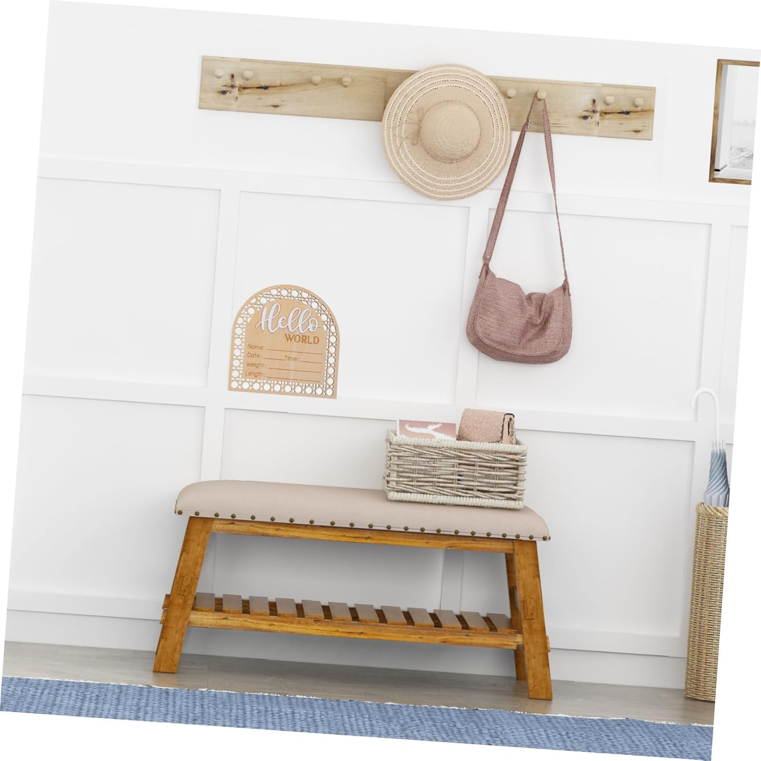 HANABASS 2Pcs Wooden Announcement Sign Unique Newborn Name Announcement Board for Nursery Decor Adorable Plaque for Hospital and Home Celebrations image number 6